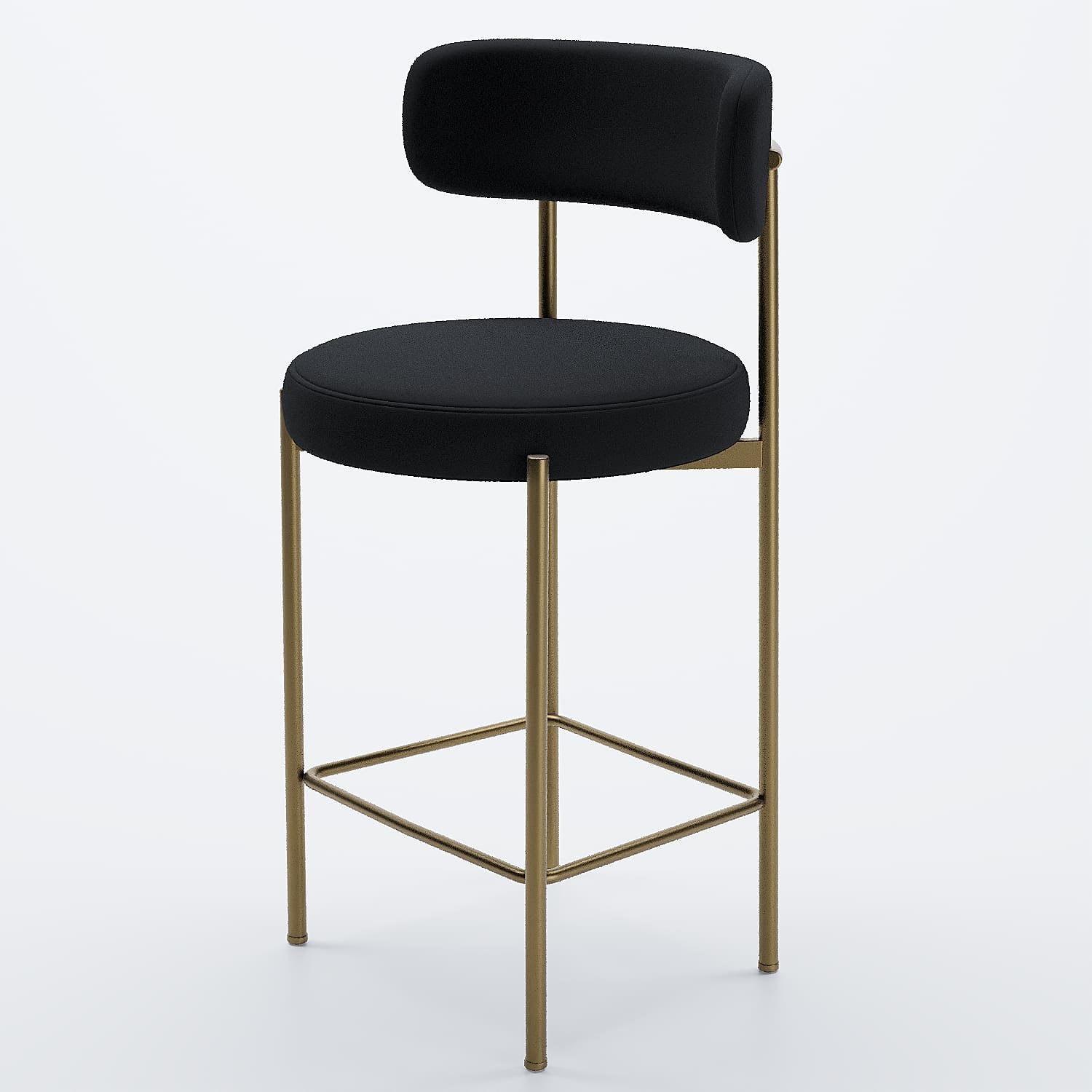 Lot de 2 tabourets de bar velours noir Agathe