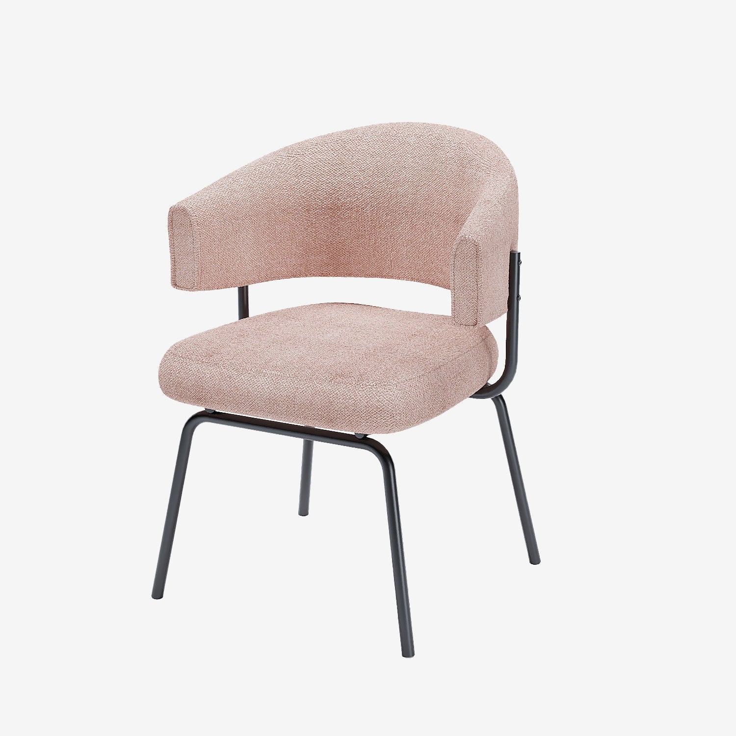 Lot de 2 chaises avec accoudoir tendance en tissu chenille rose poudré Silva