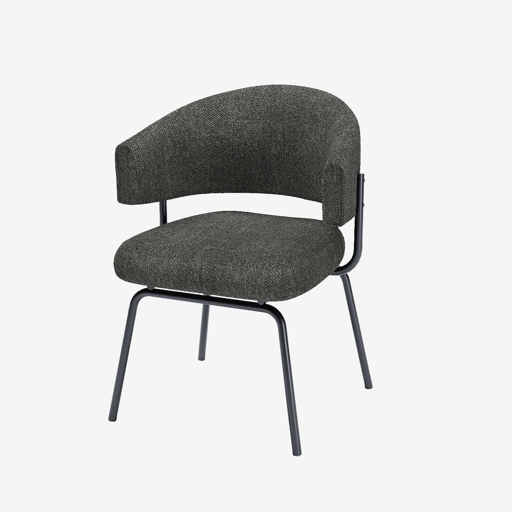 Lot de 2 chaises avec accoudoir tendance en tissu chenille gris-anthracite Silva