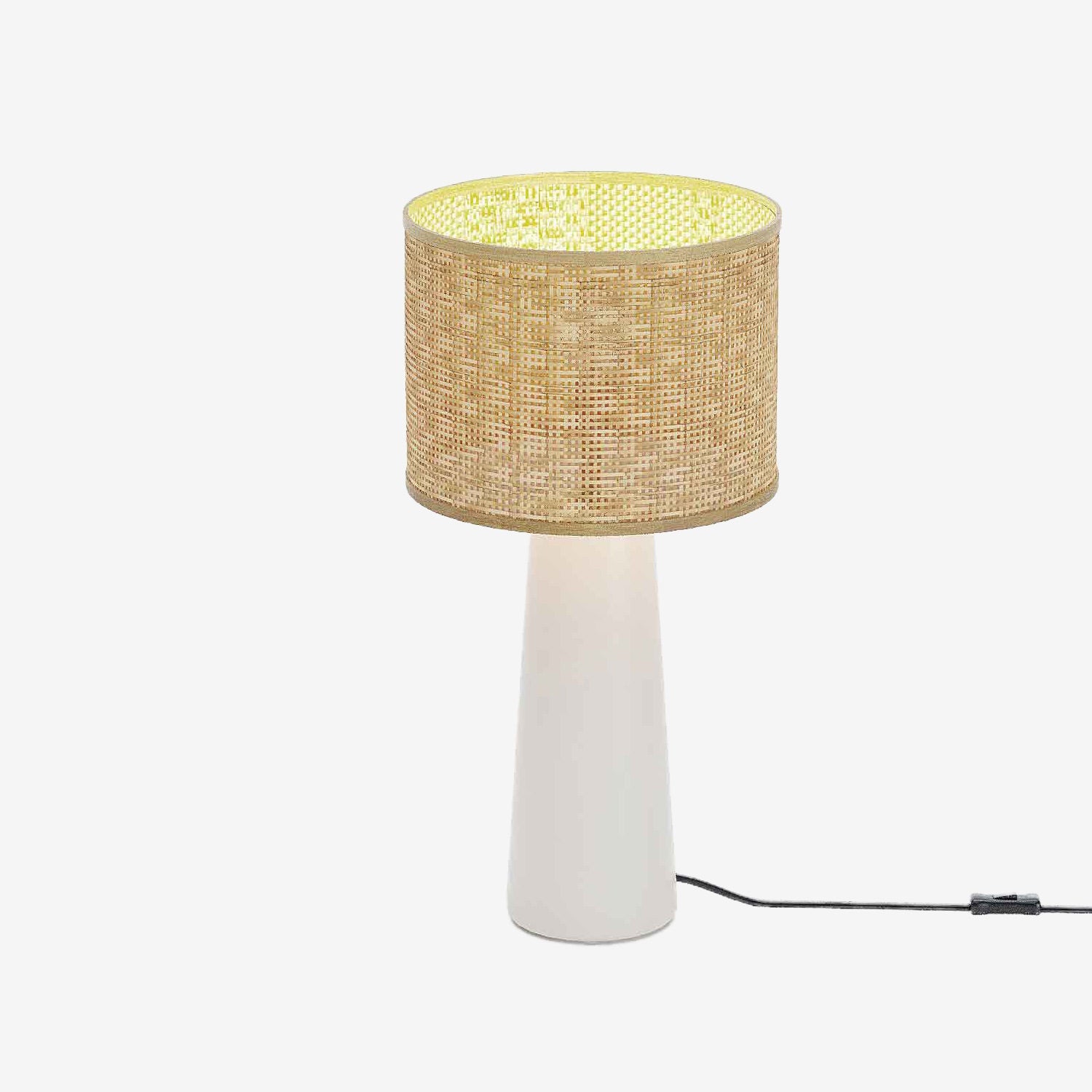 Lampe à poser en céramique blanche et rotin Van Gogh