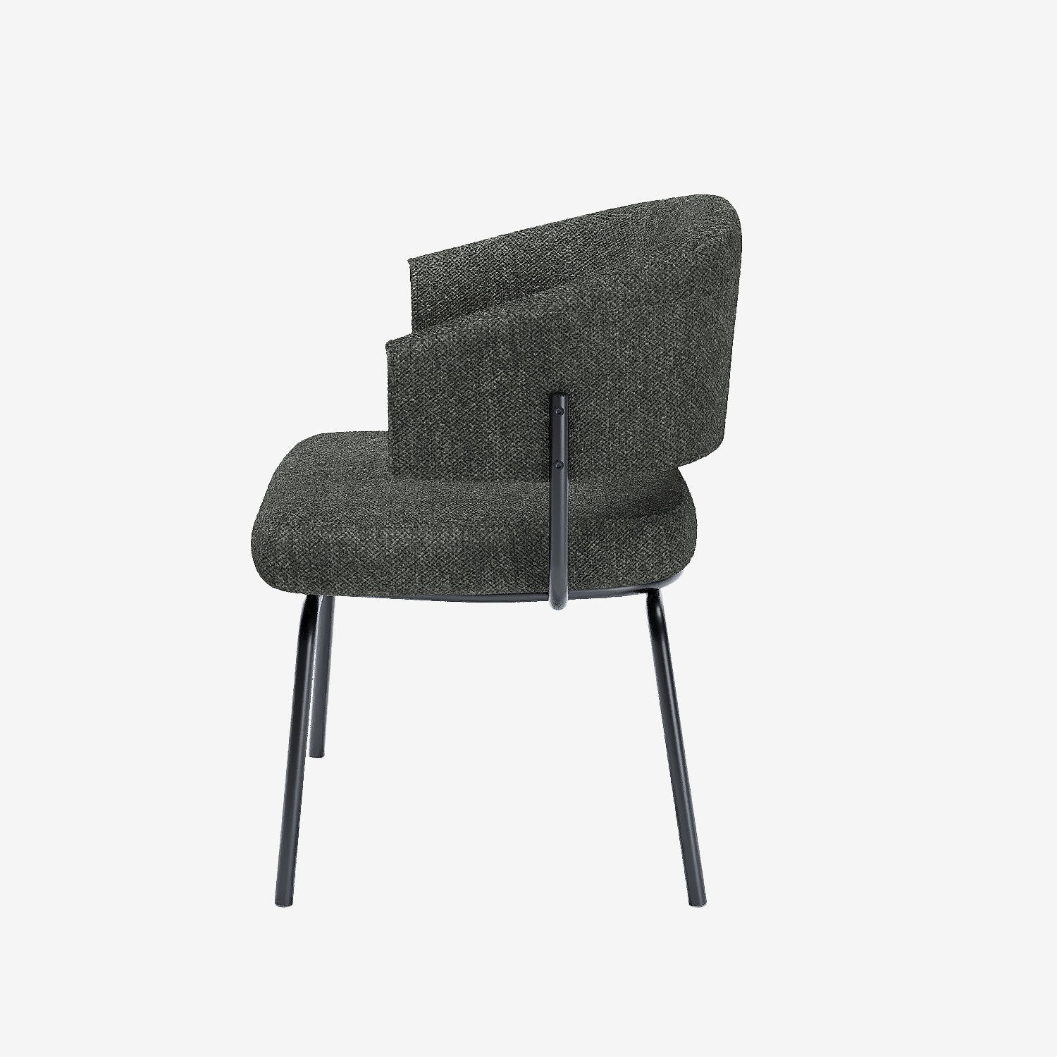 Lot de 2 chaises avec accoudoir tendance en tissu chenille gris-anthracite Silva