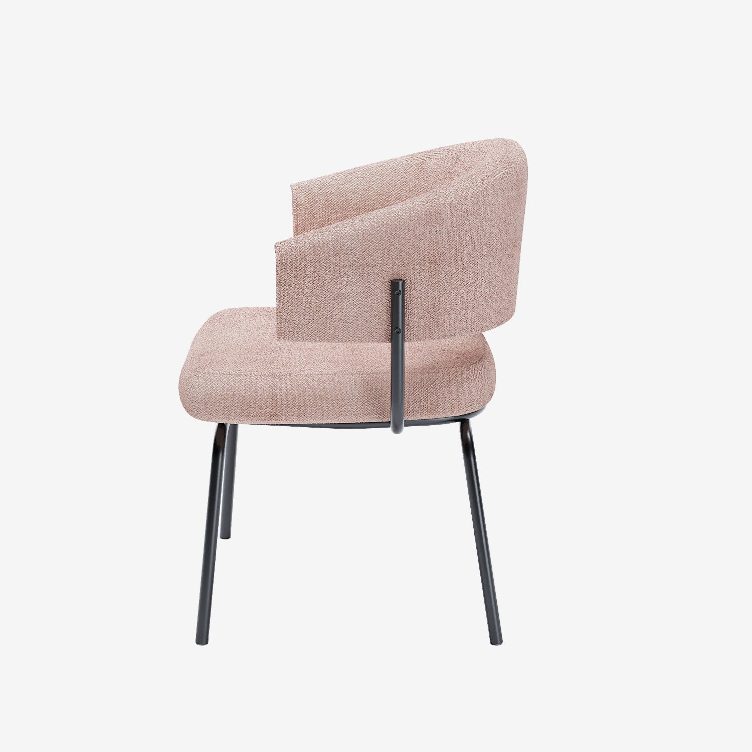 Lot de 2 chaises avec accoudoir tendance en tissu chenille rose poudré Silva