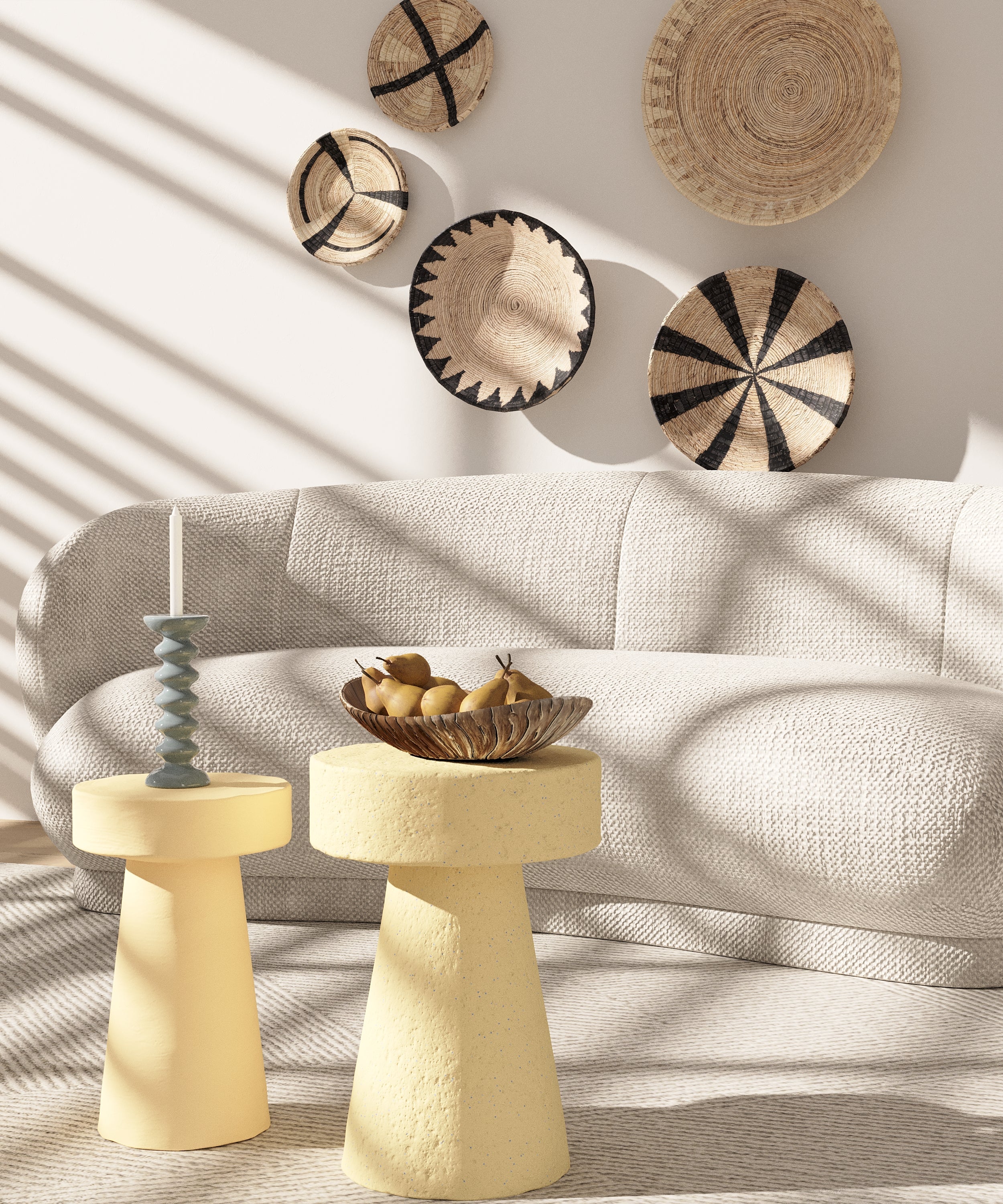 Petite table d’appoint ronde design en magnésie crème Anémone