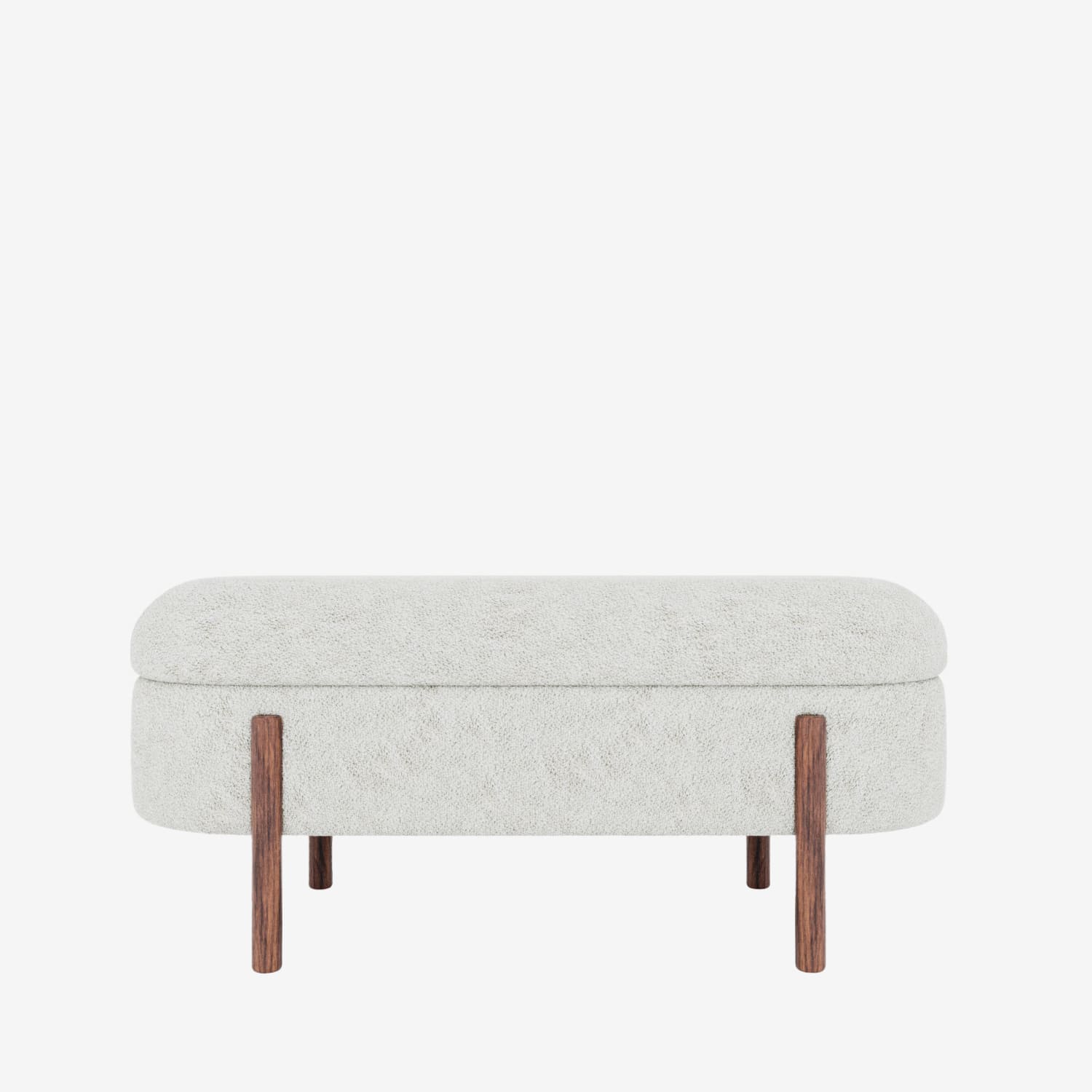 Marianne – Banc coffre de rangement en tissu bouclé crème