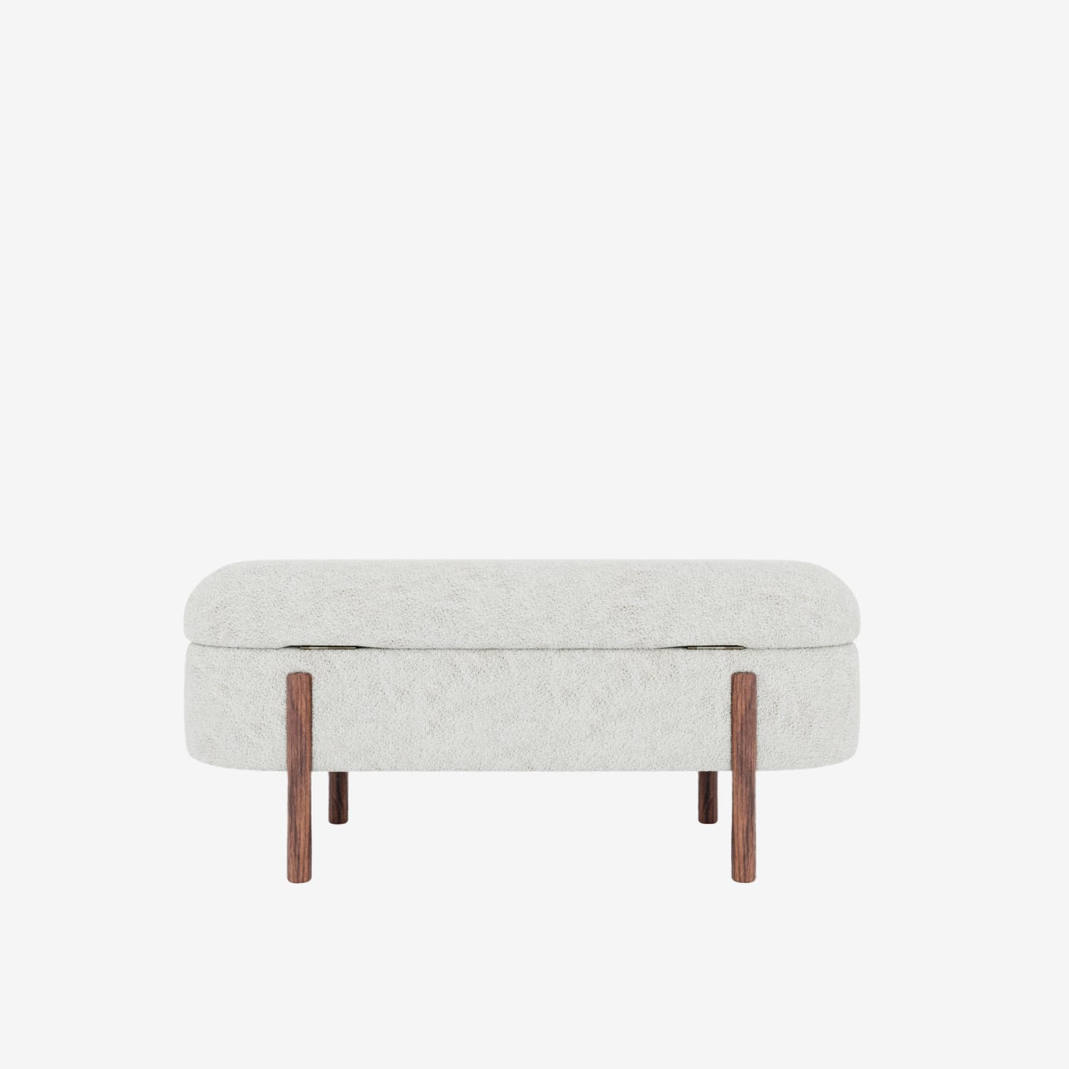 Marianne – Banc coffre de rangement en tissu bouclé crème