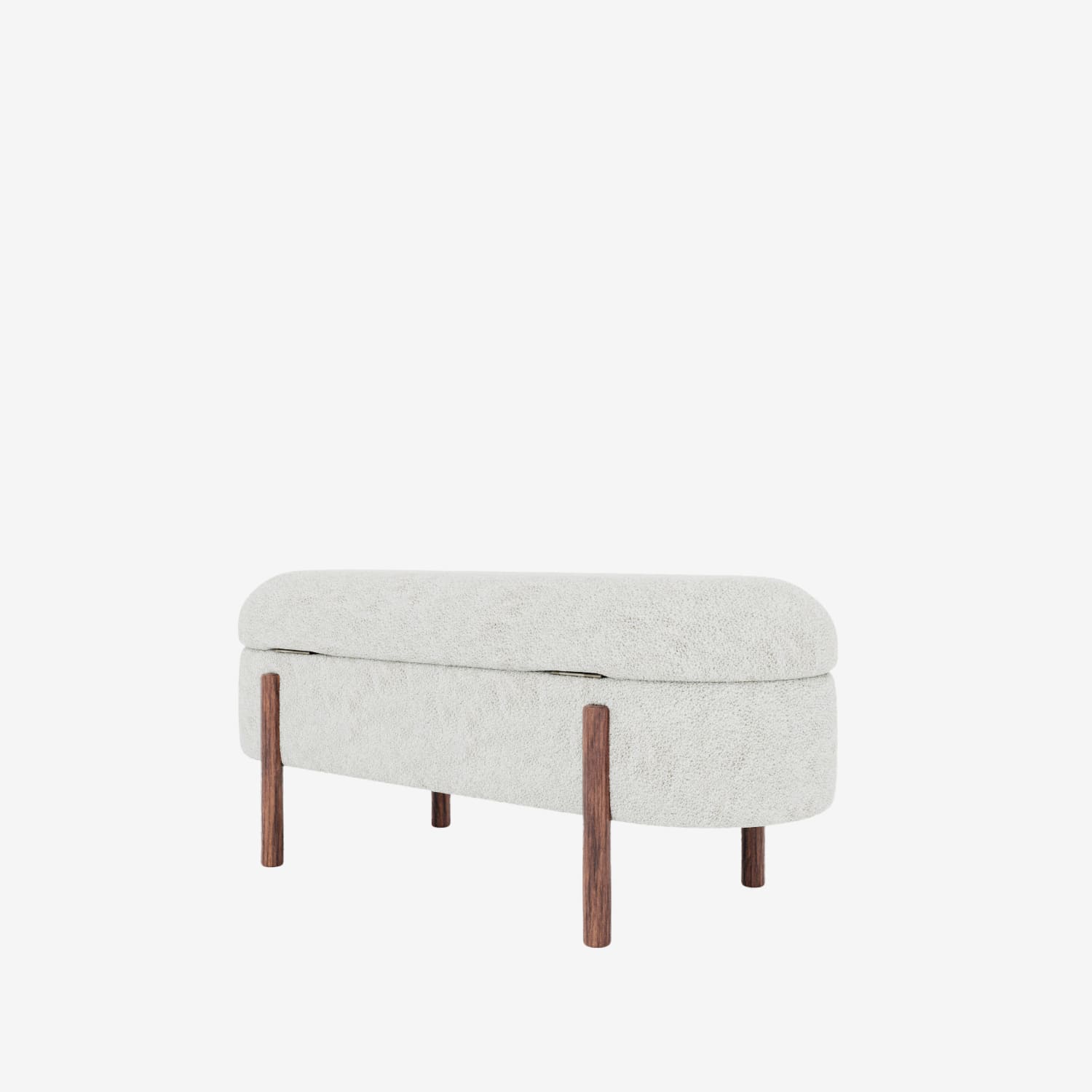 Marianne – Banc coffre de rangement en tissu bouclé crème