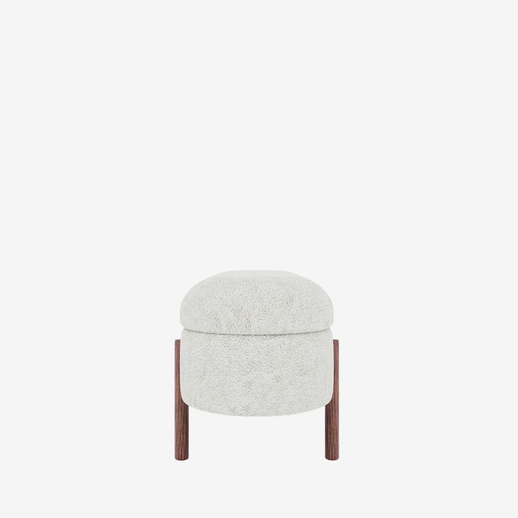 Marianne – Banc coffre de rangement en tissu bouclé crème