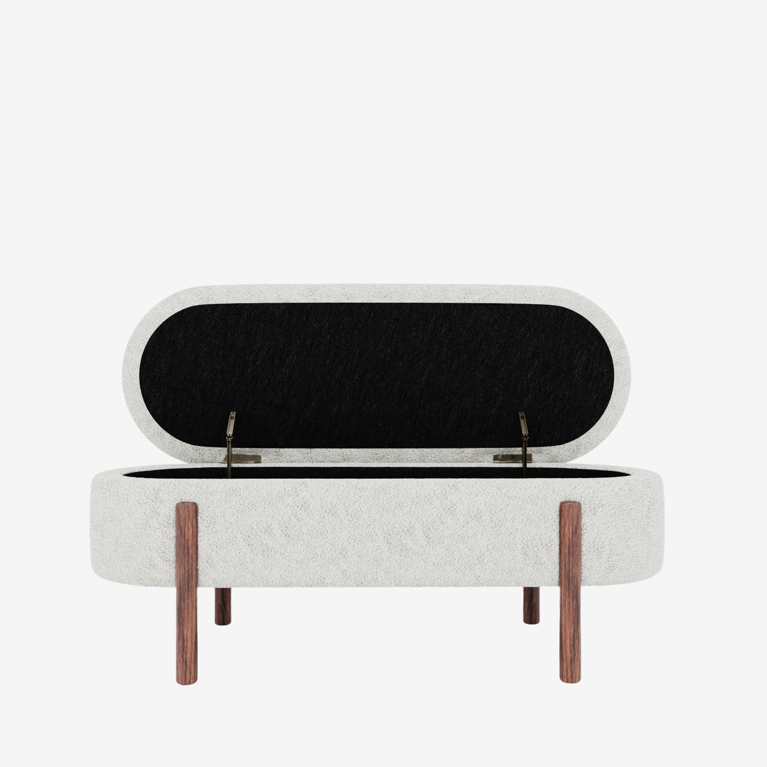 Marianne – Banc coffre de rangement en tissu bouclé crème