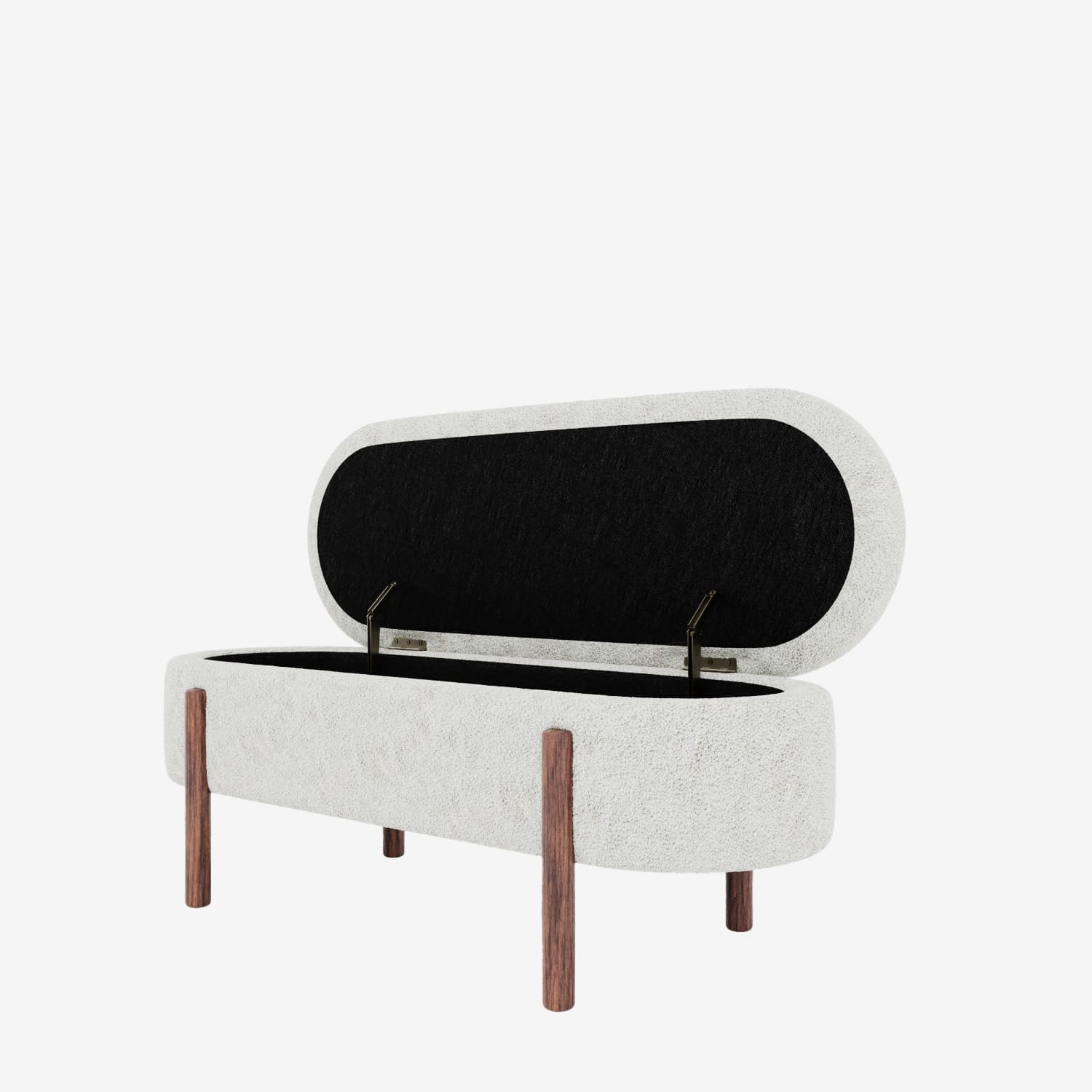 Marianne – Banc coffre de rangement en tissu bouclé crème