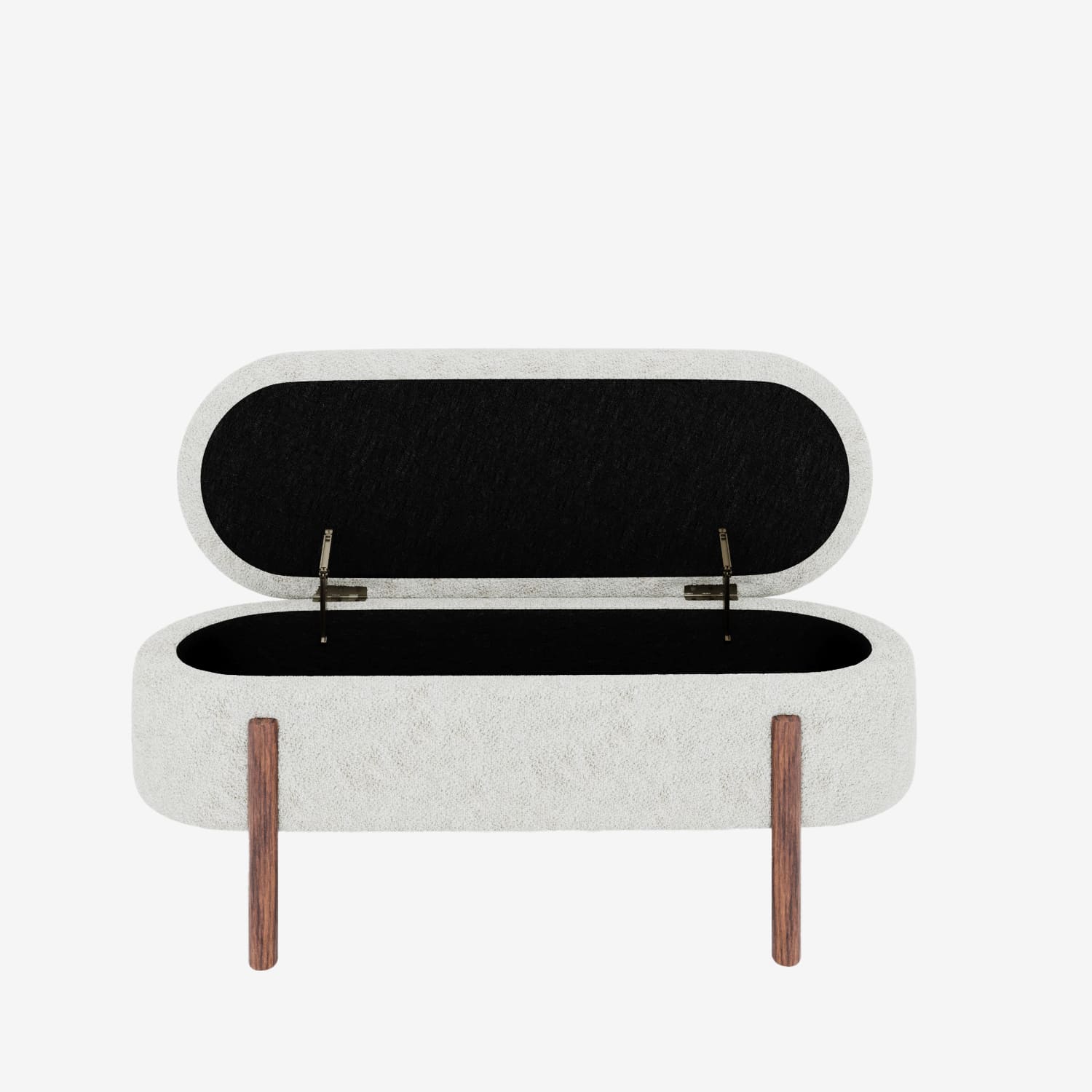 Marianne – Banc coffre de rangement en tissu bouclé crème
