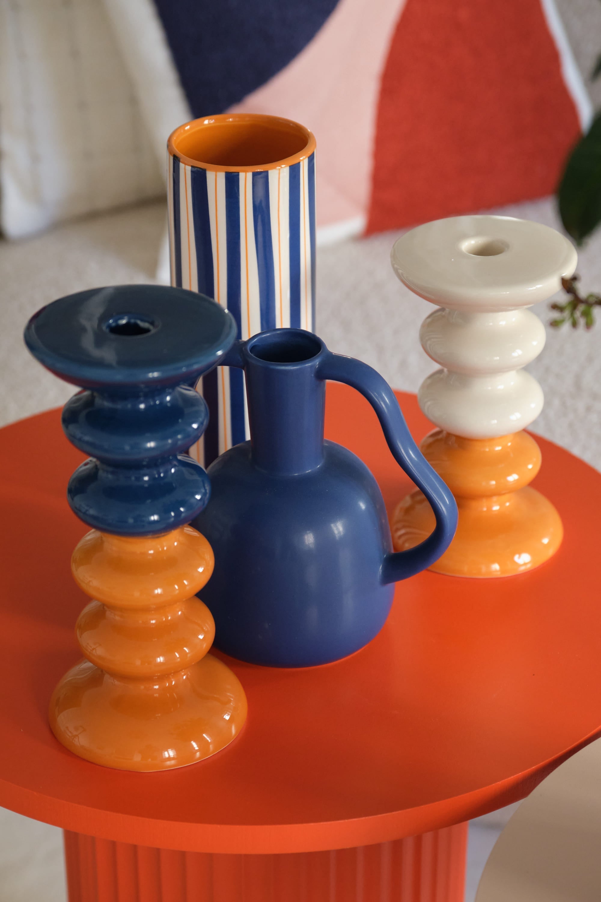 Chelsea - Set de 2 bougeoirs verticaux céramique bicolore