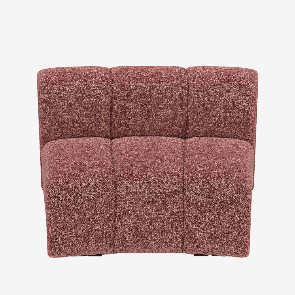 Chauffeuse d’angle pour canapé modulable en tissu bouclette rose Hélène