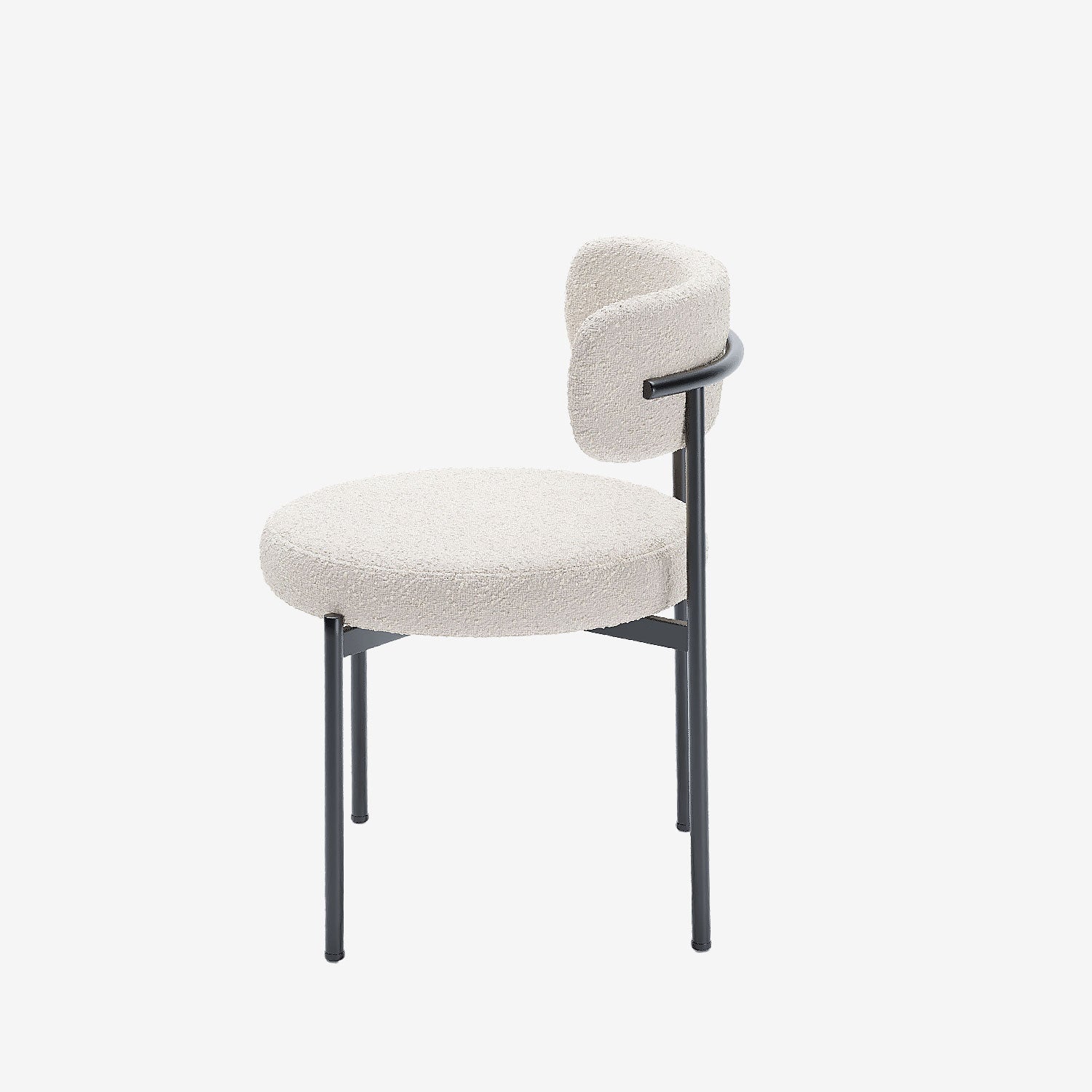 Lot de 2 chaises de table bouclette blanche Scarlett