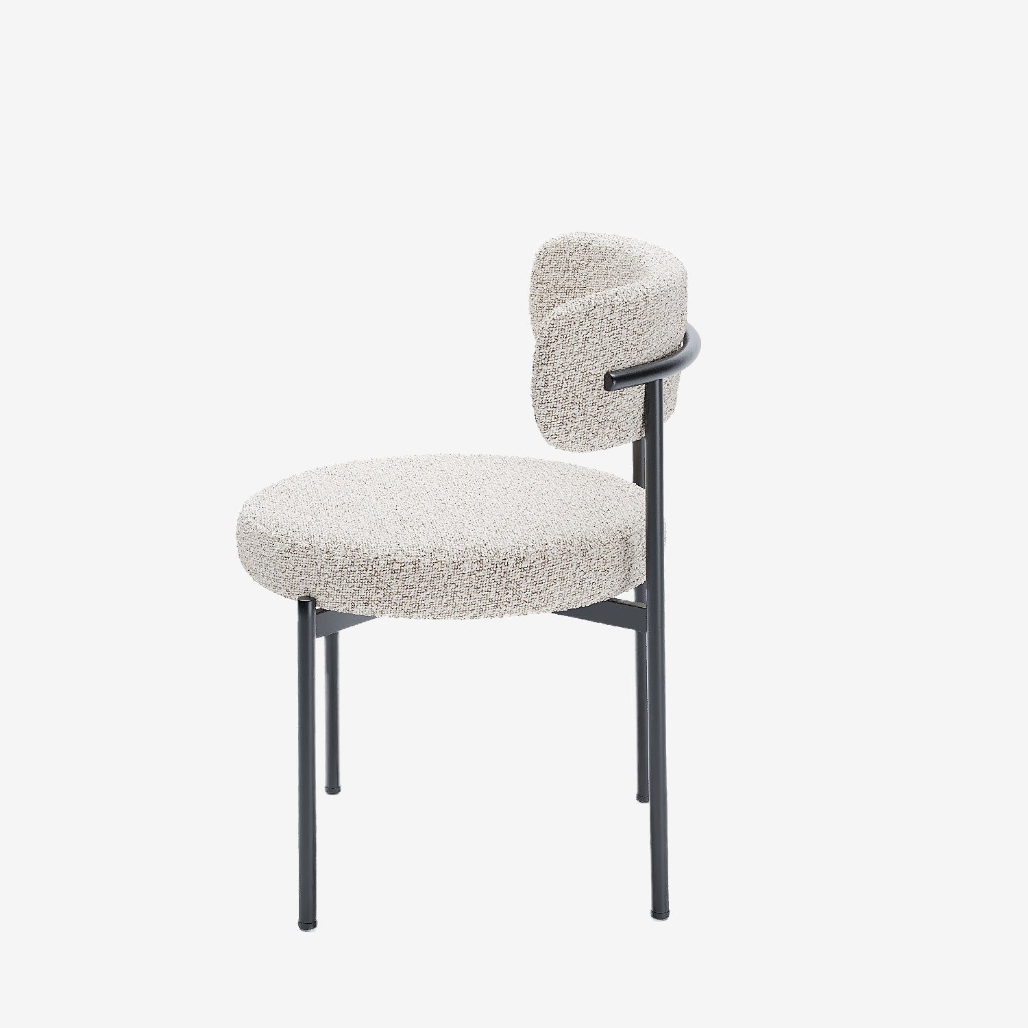 Lot de 2 chaises de table bouclette grise et blanche Scarlett