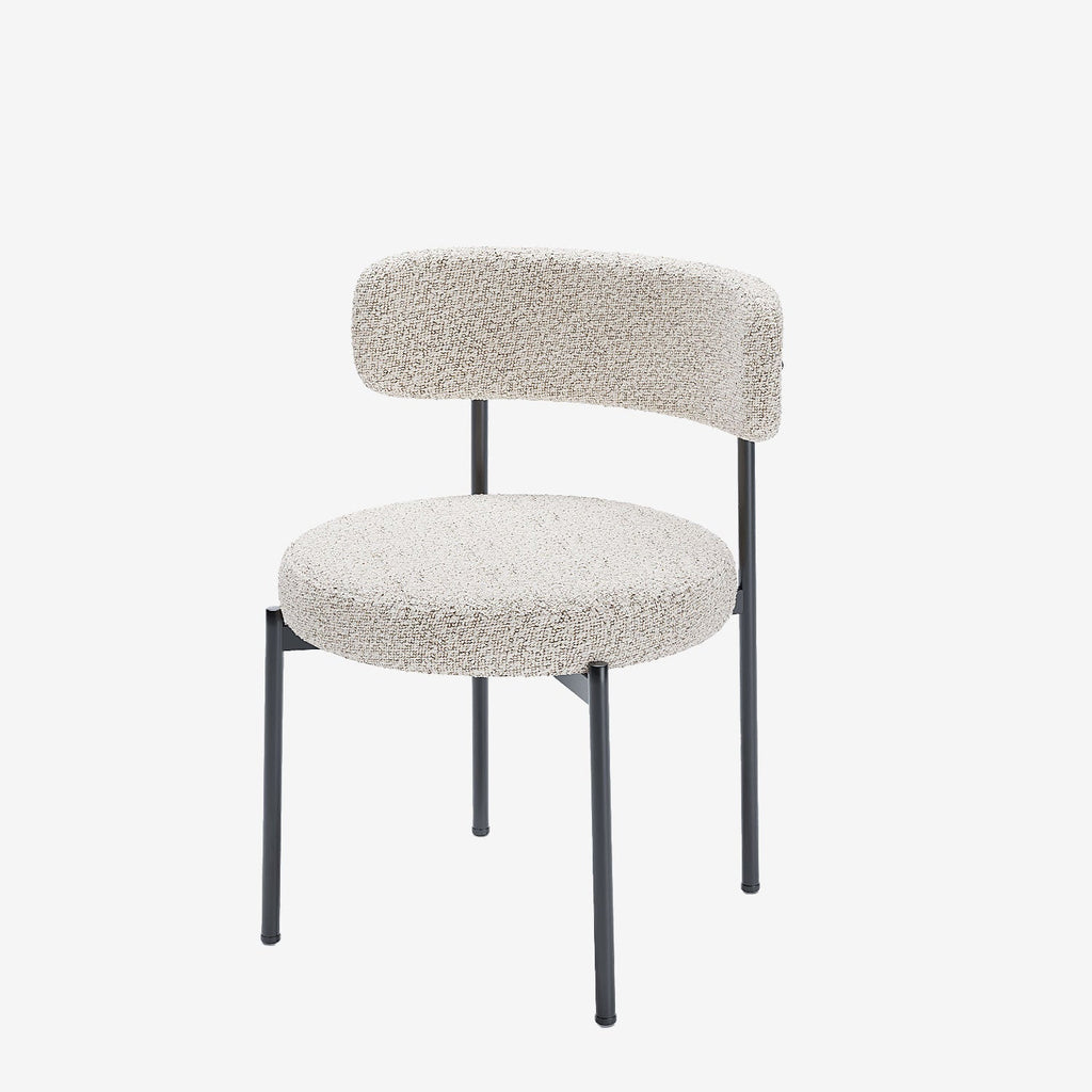 Lot de 2 chaises de table bouclette grise et blanche Scarlett