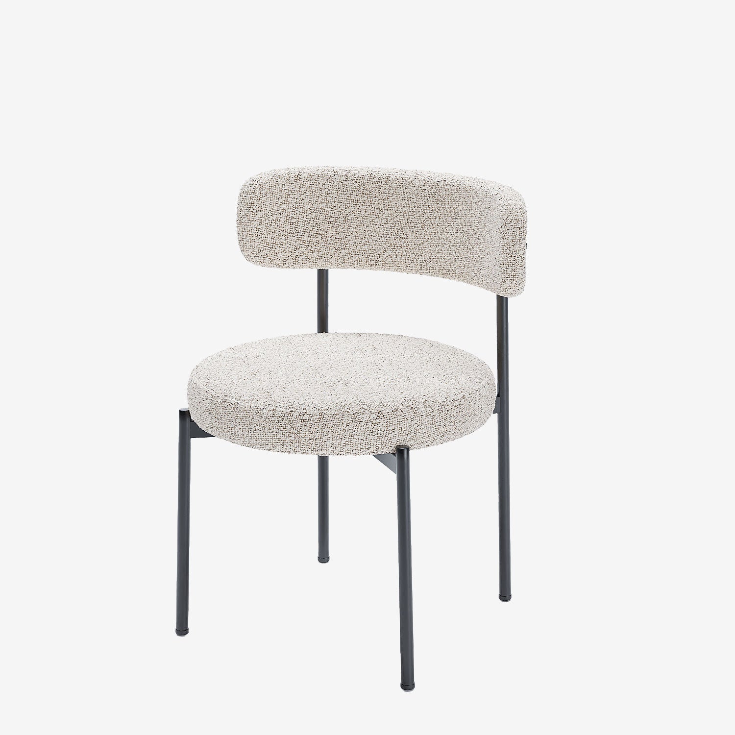 Lot de 2 chaises de table bouclette grise et blanche Scarlett