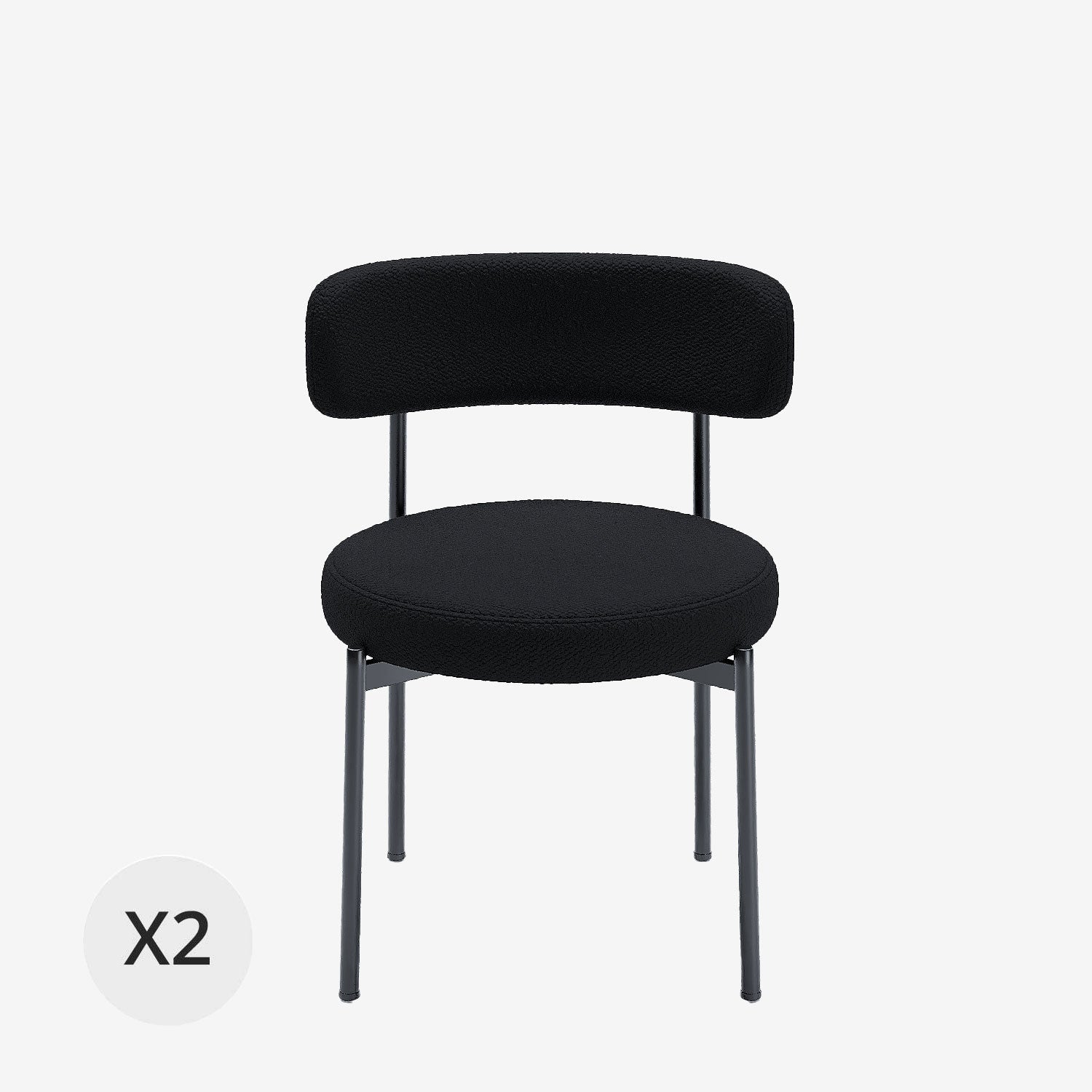 Lot de 2 chaises de table bouclette grise anthracite Scarlett