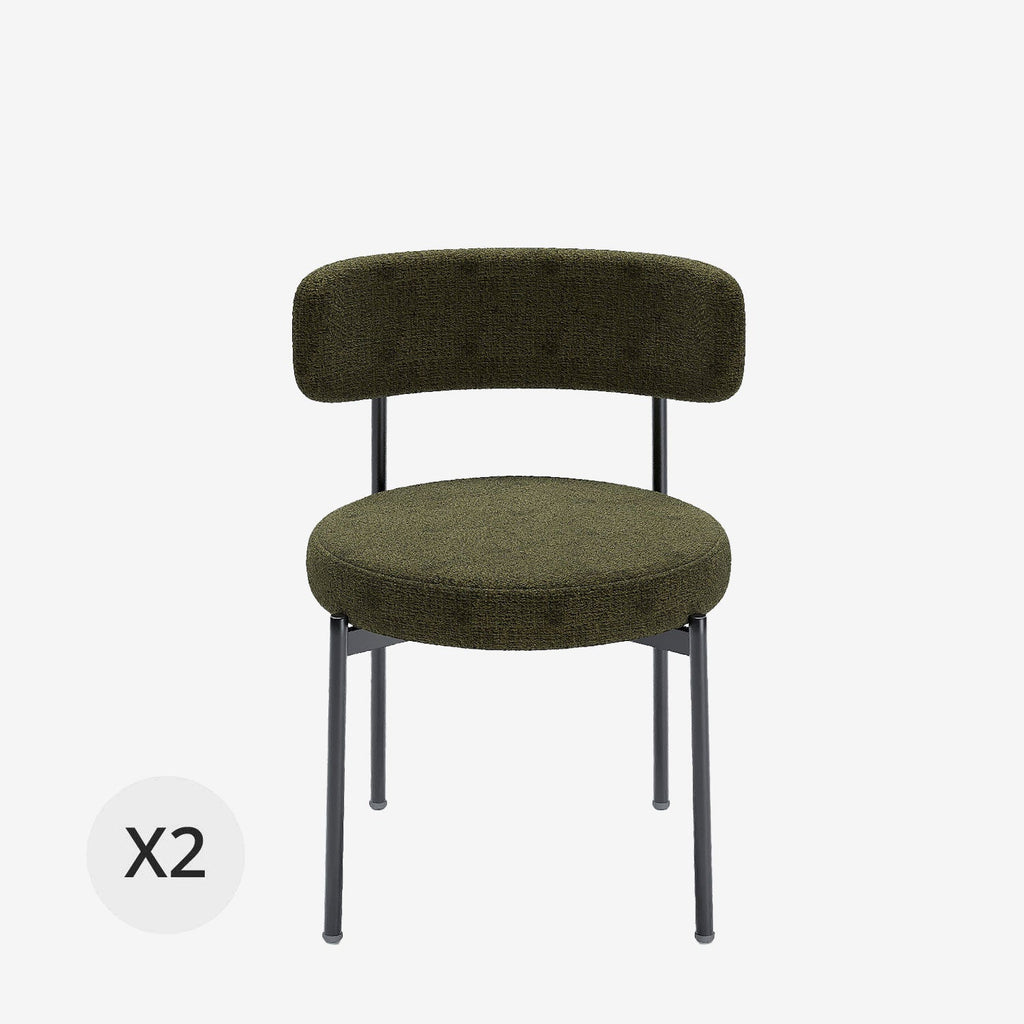 Lot de 2 chaises de table velours vert Scarlett