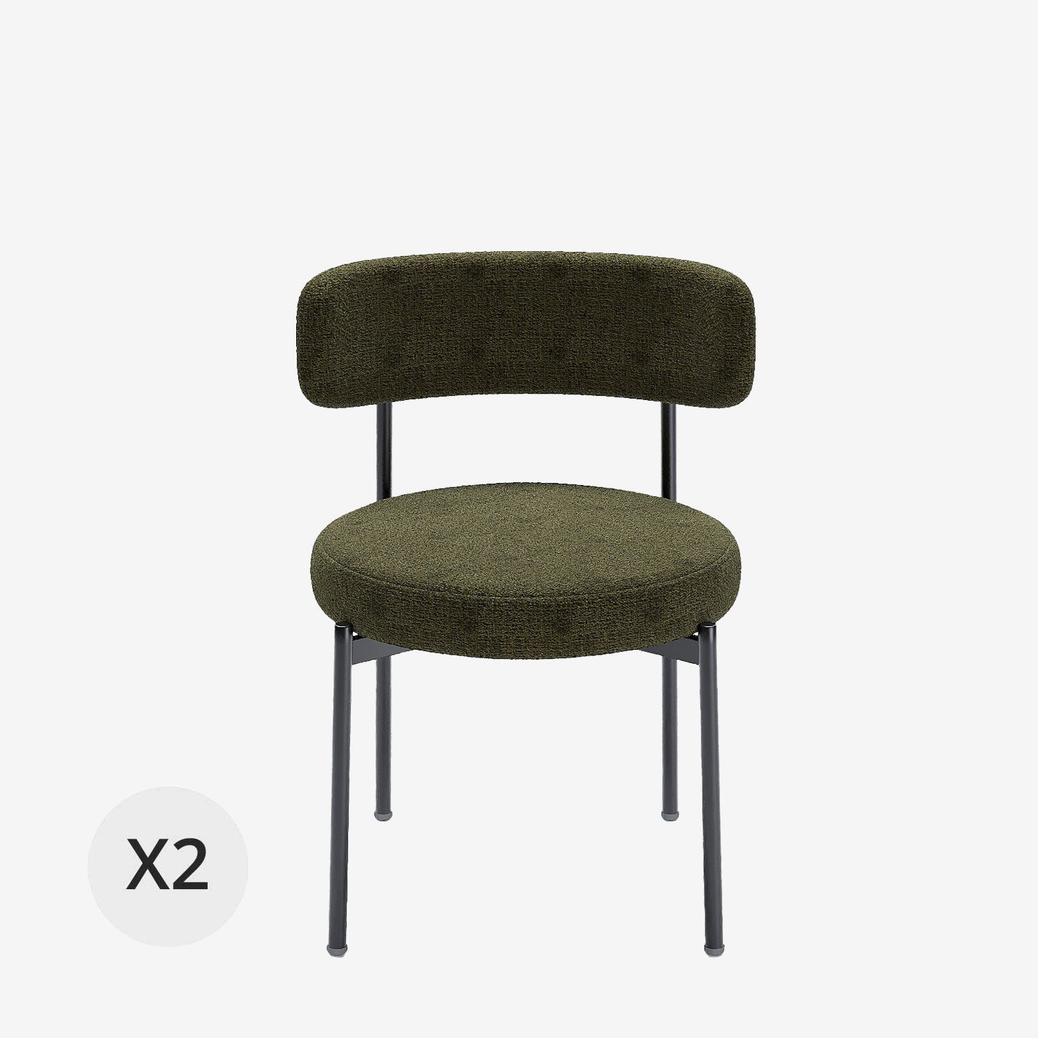 Lot de 2 chaises de table velours vert Scarlett