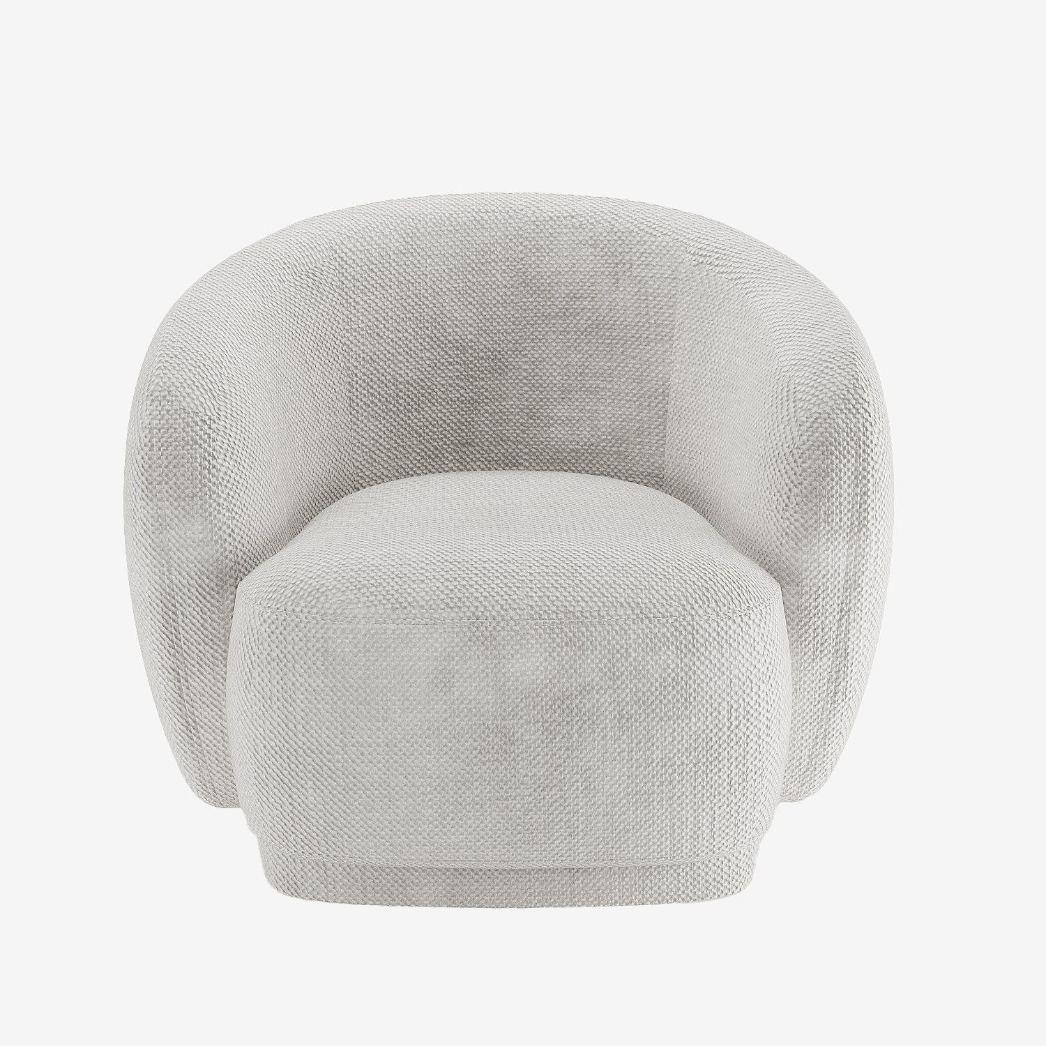 Fauteuil design demi-tonneau tissu chenille blanc Victoria