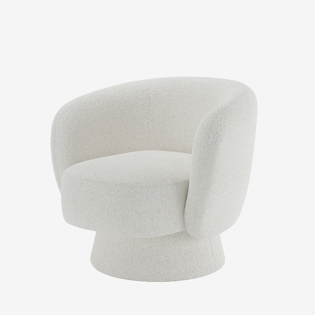 Fauteuil bouclette pivotant blanc Salma