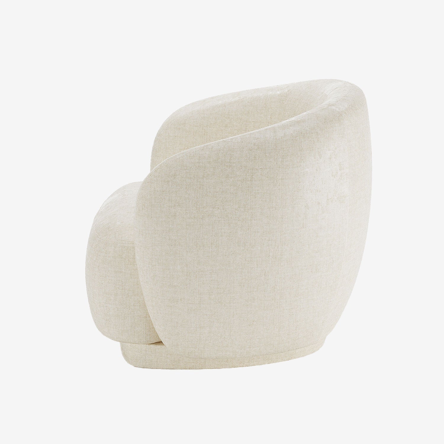 Fauteuil design demi-tonneau en velours vintage crème Victoria