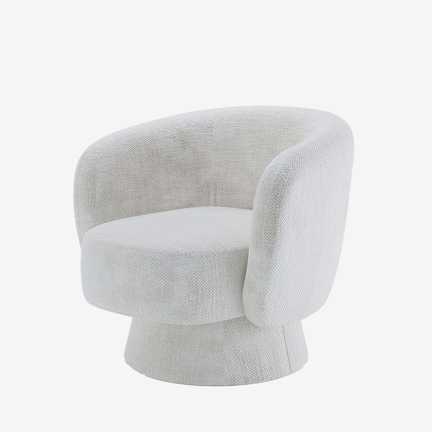 Fauteuil pivotant en tissu chenille blanc Salma
