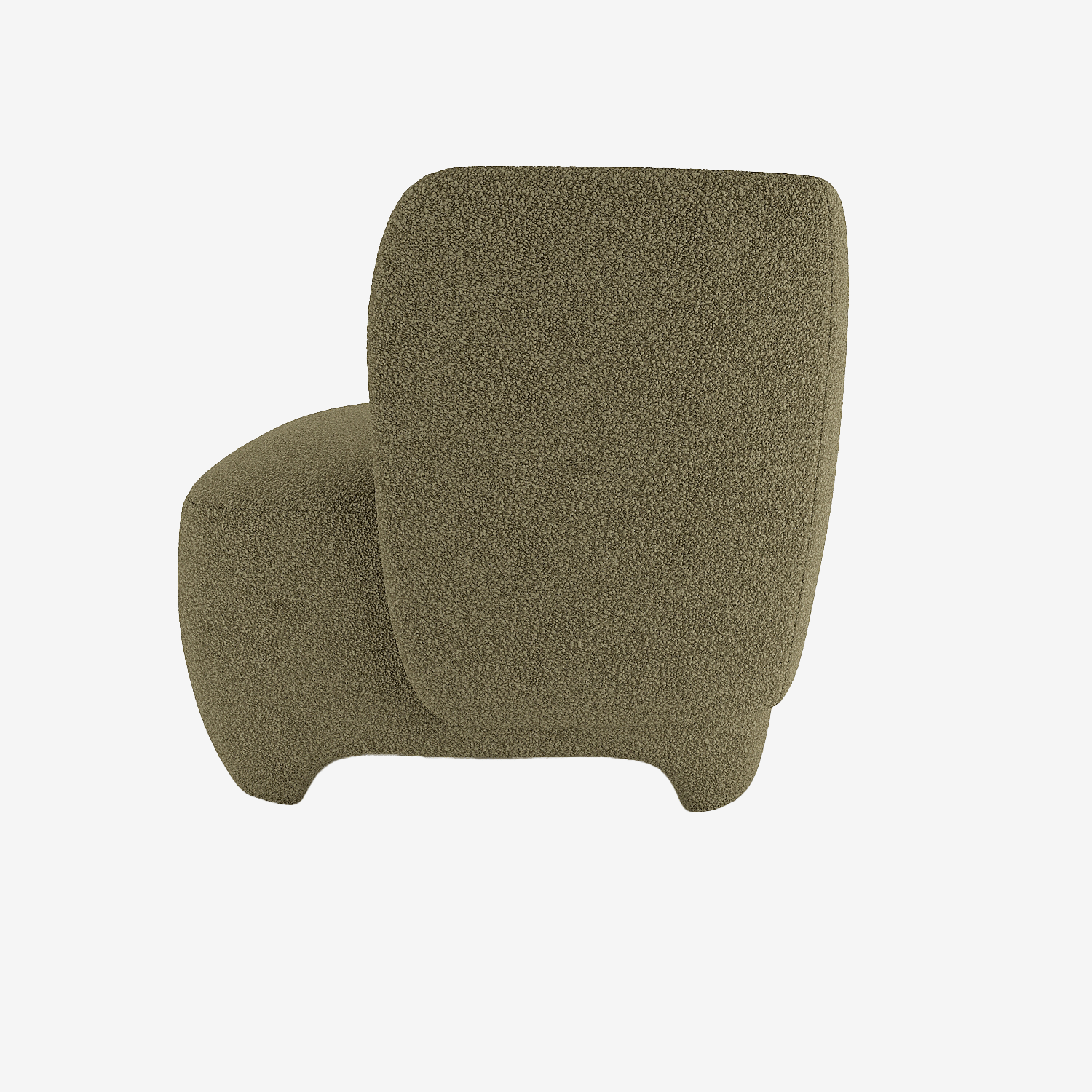 Fauteuil en laine bouclée vert kaki