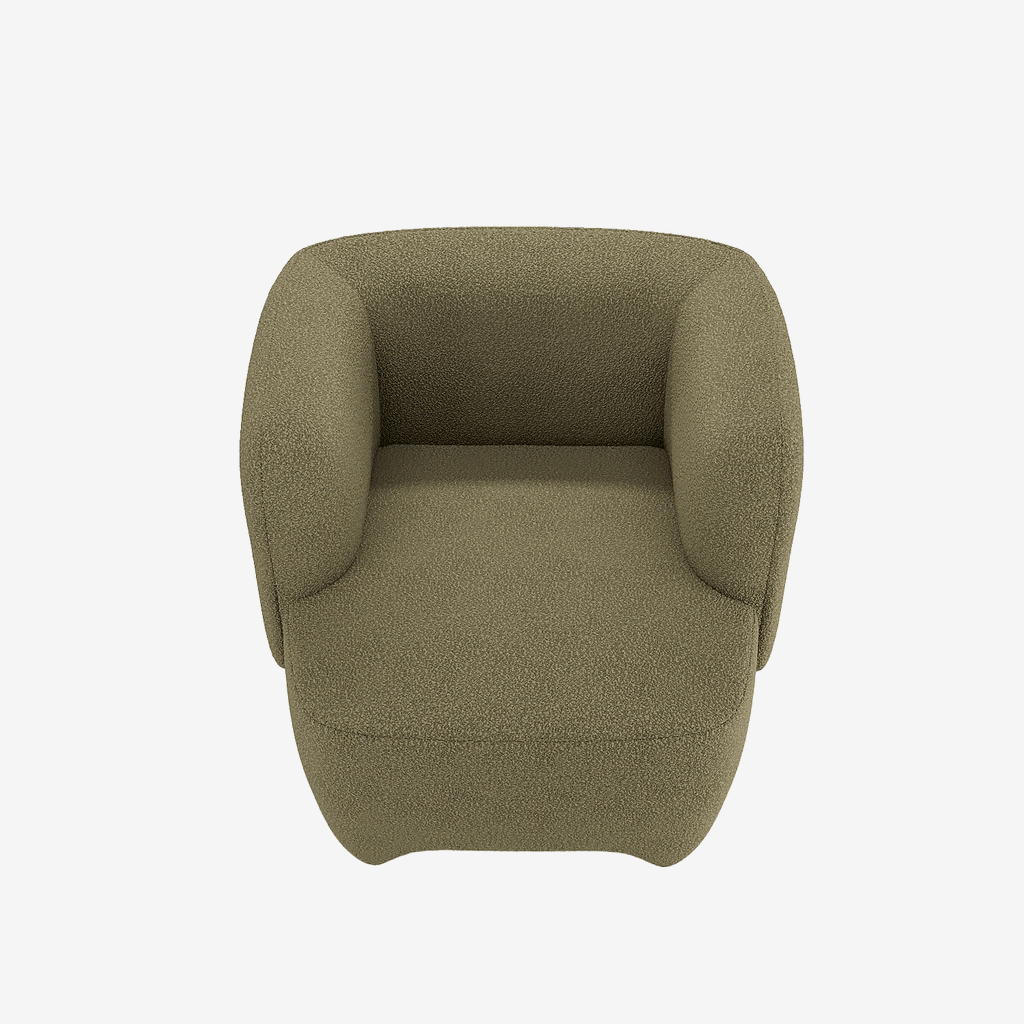 Fauteuil en laine bouclée vert kaki
