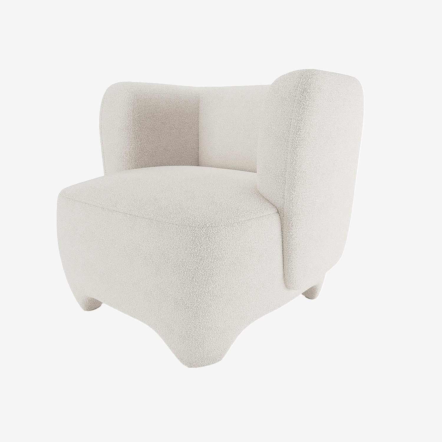 Fauteuil en laine bouclée écrue