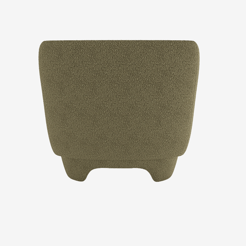 Fauteuil en laine bouclée vert kaki