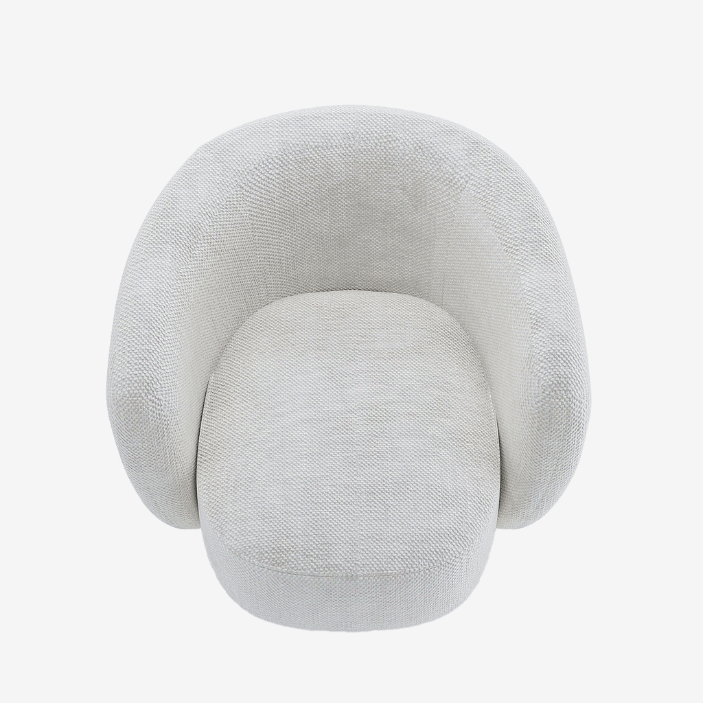 Fauteuil pivotant en tissu chenille blanc Salma