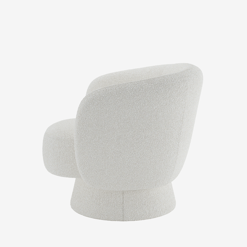 Fauteuil bouclette pivotant blanc Salma