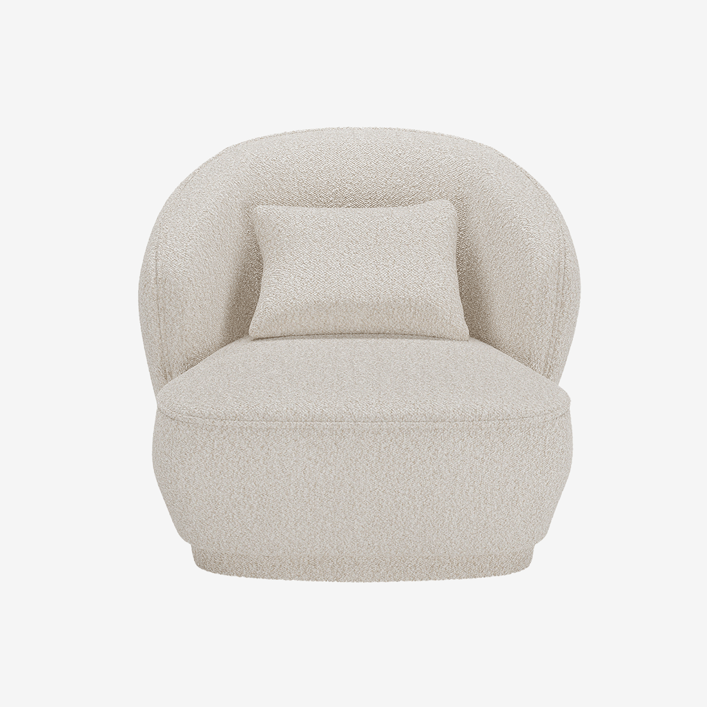 Fauteuil design bouclette gris-crème Pablo