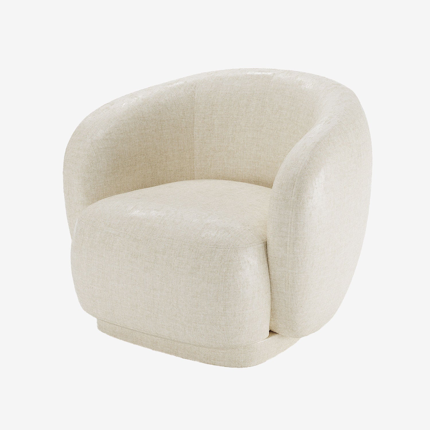 Fauteuil design demi-tonneau en velours vintage crème Victoria