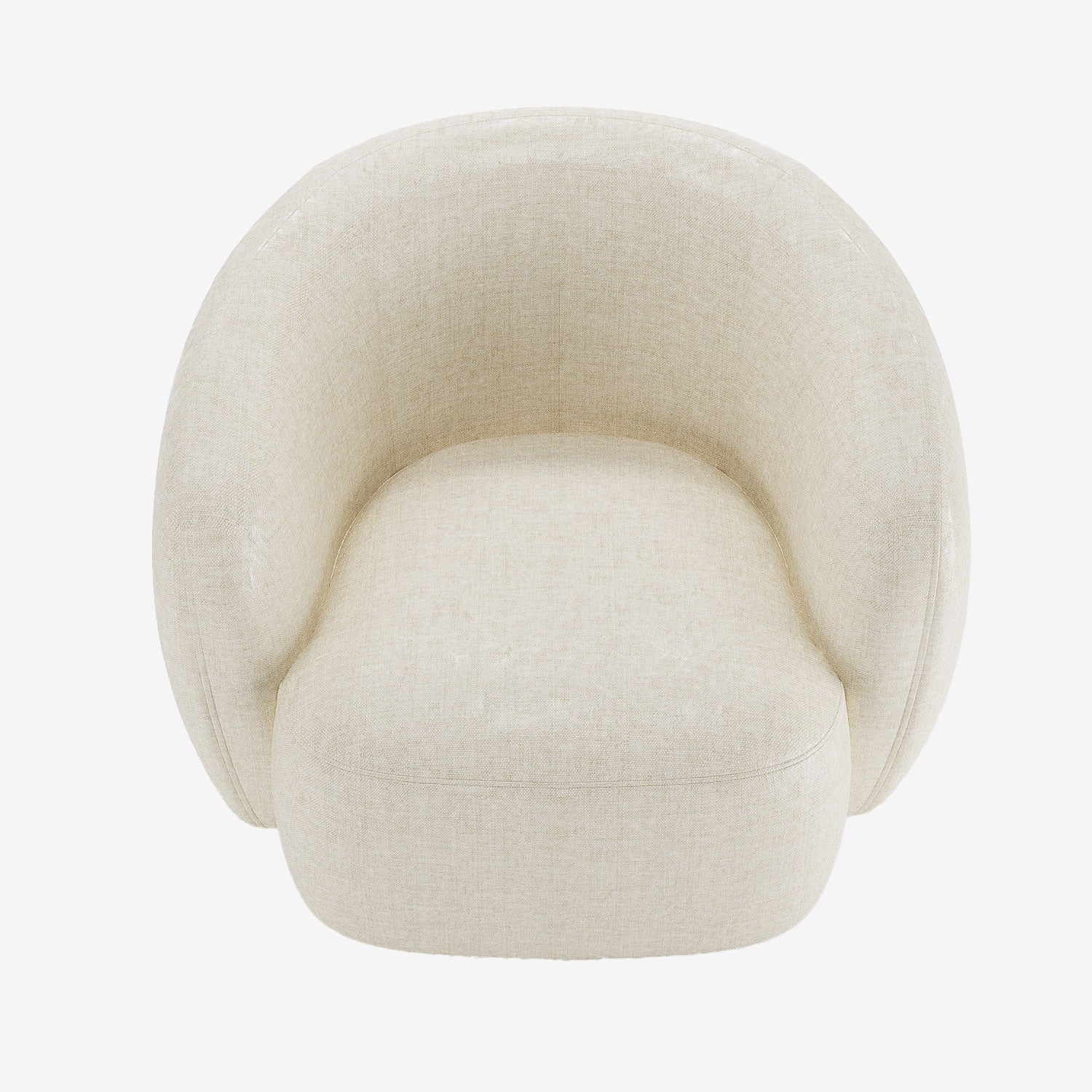 Fauteuil design demi-tonneau en velours vintage crème Victoria