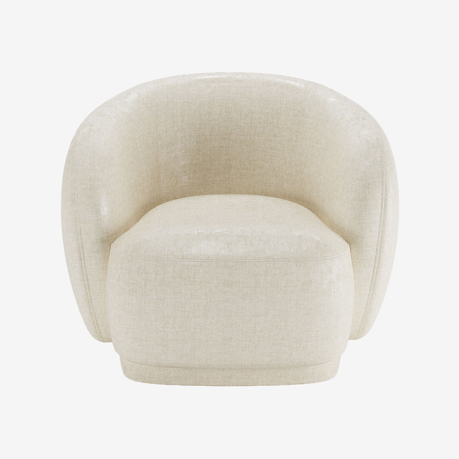 Fauteuil design demi-tonneau en velours vintage crème Victoria