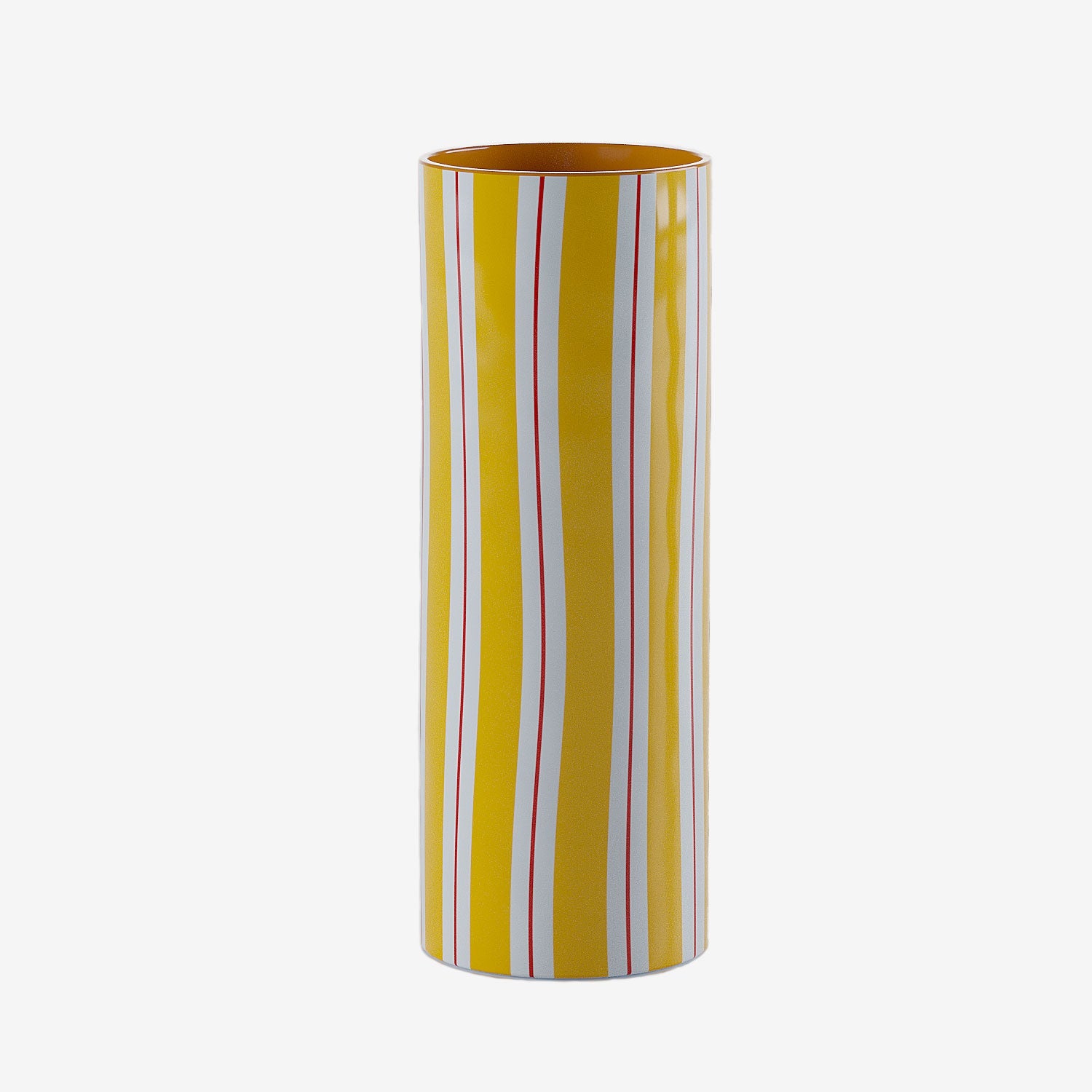 Vase cylindrique à rayures jaune, Orlando - grand modèle