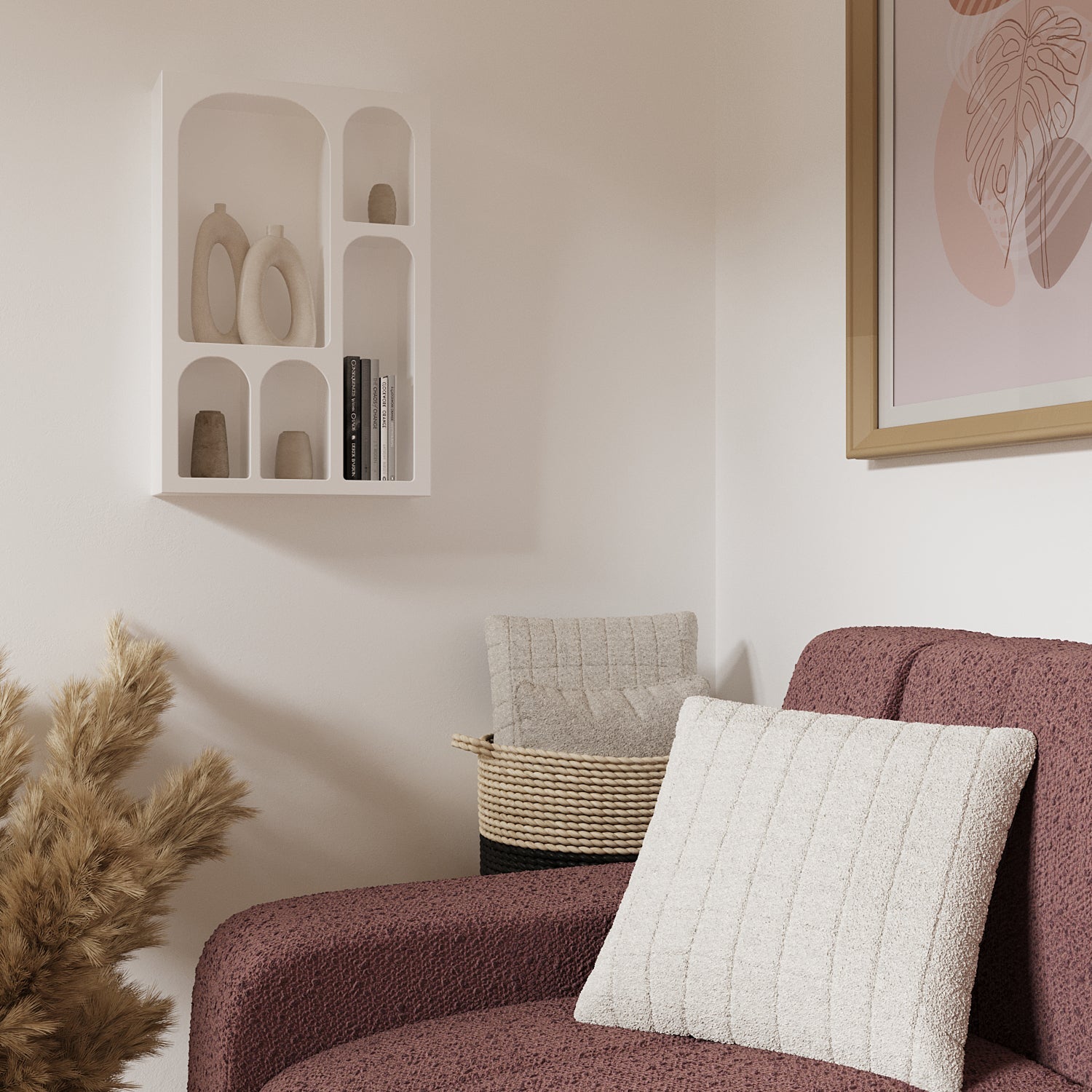 Étagère murale en bois 5 niches coloris blanc Hortense