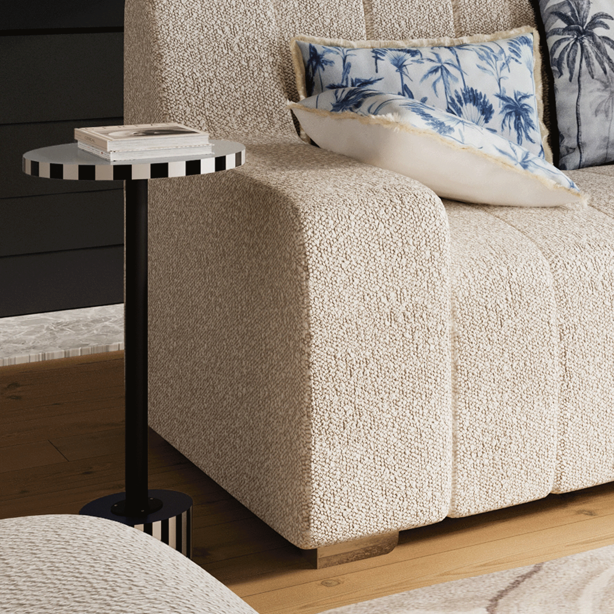 Table d’appoint ronde originale couleur bleue Jasmin