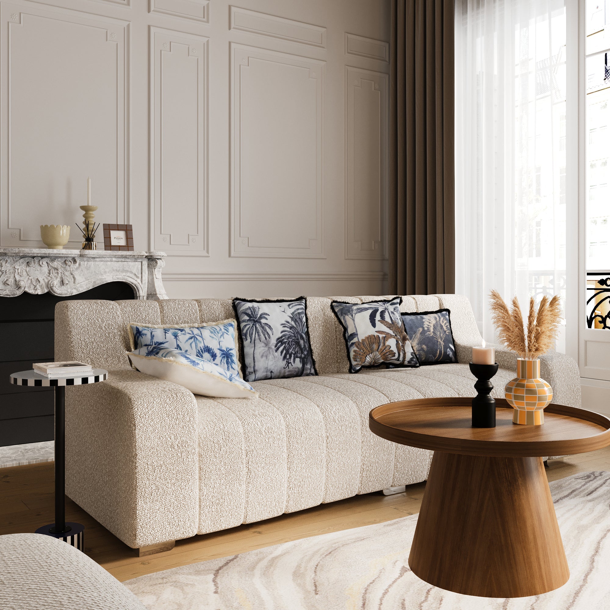 Table d’appoint ronde originale couleur bleue Jasmin