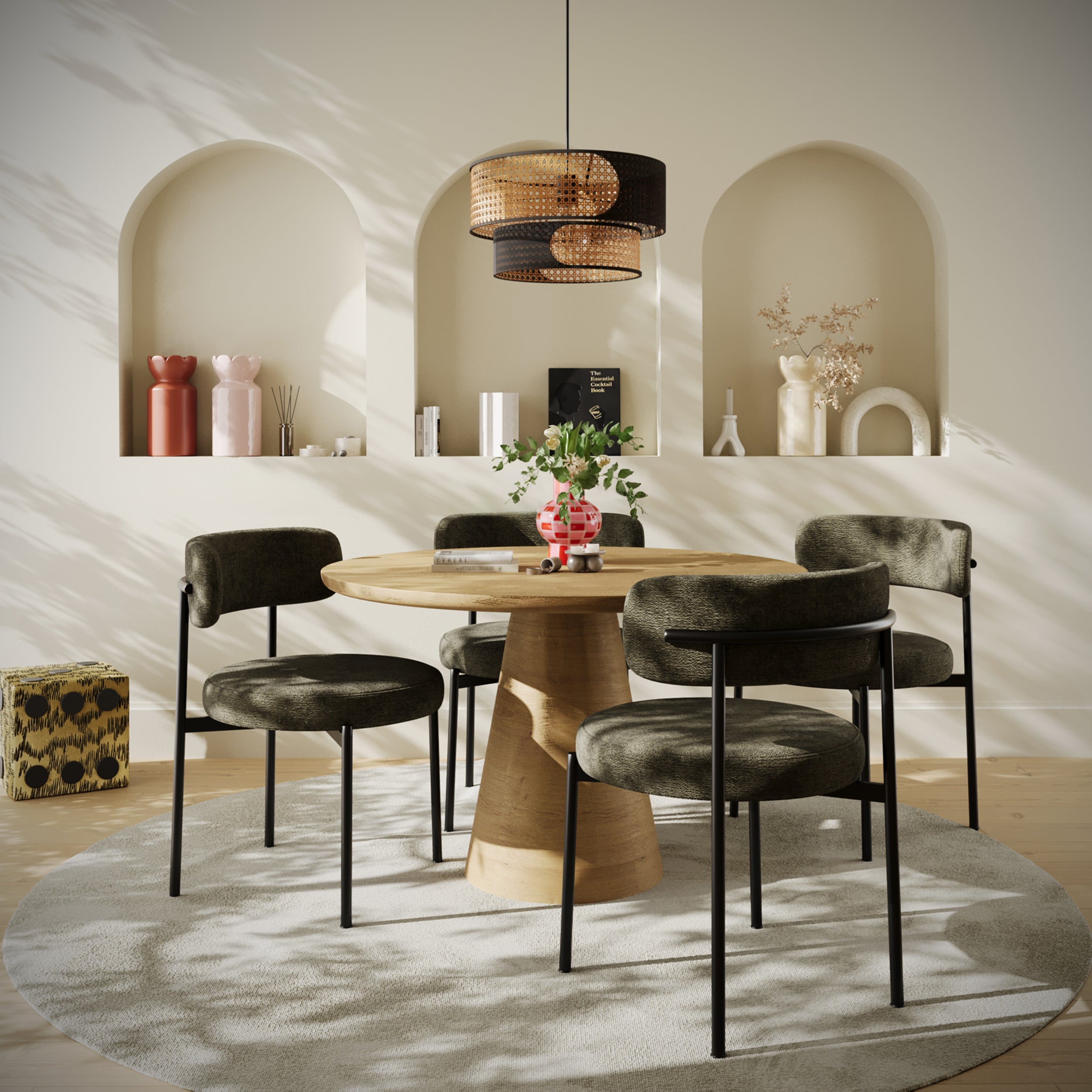 Lot de 2 chaises de table velours vert Scarlett