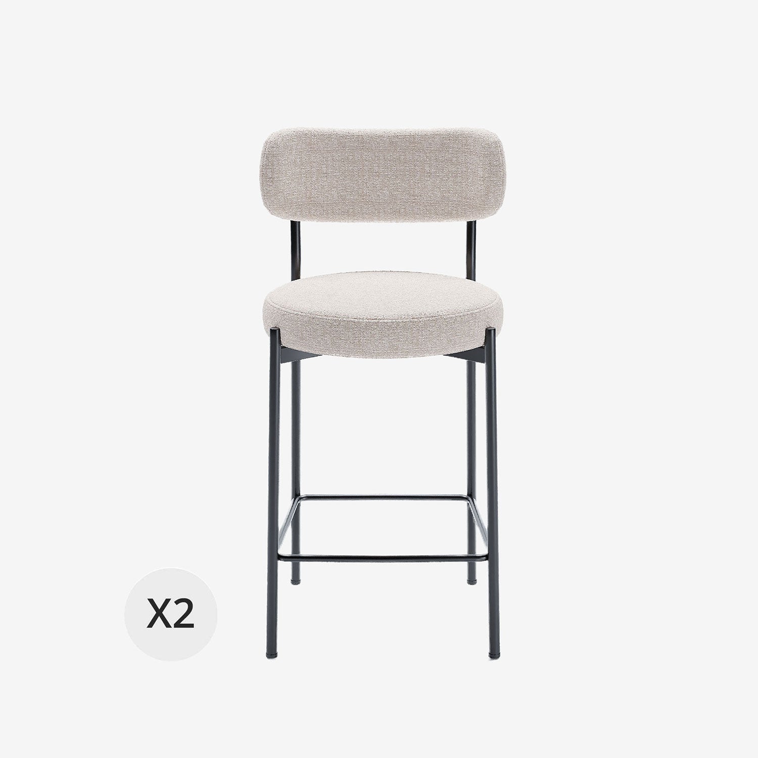 Lot de 2 fauteuils de bar velours crème Lili