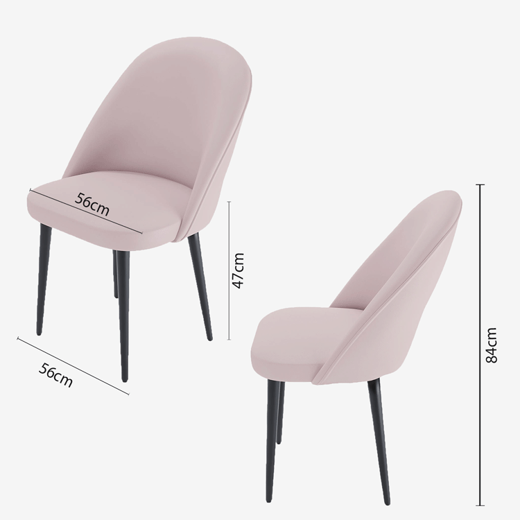 Lot de 2 chaises en velours rose & métal noir Nina