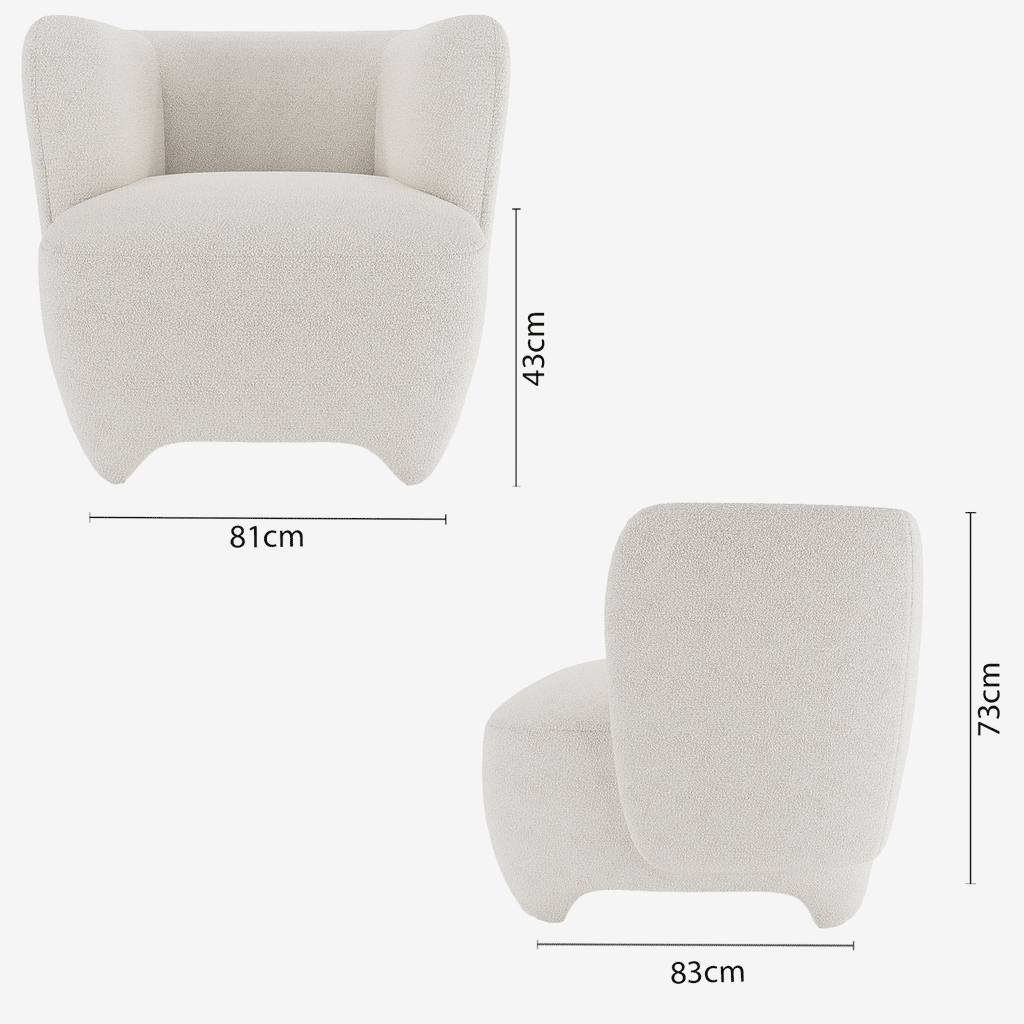 Fauteuil en laine bouclée écrue