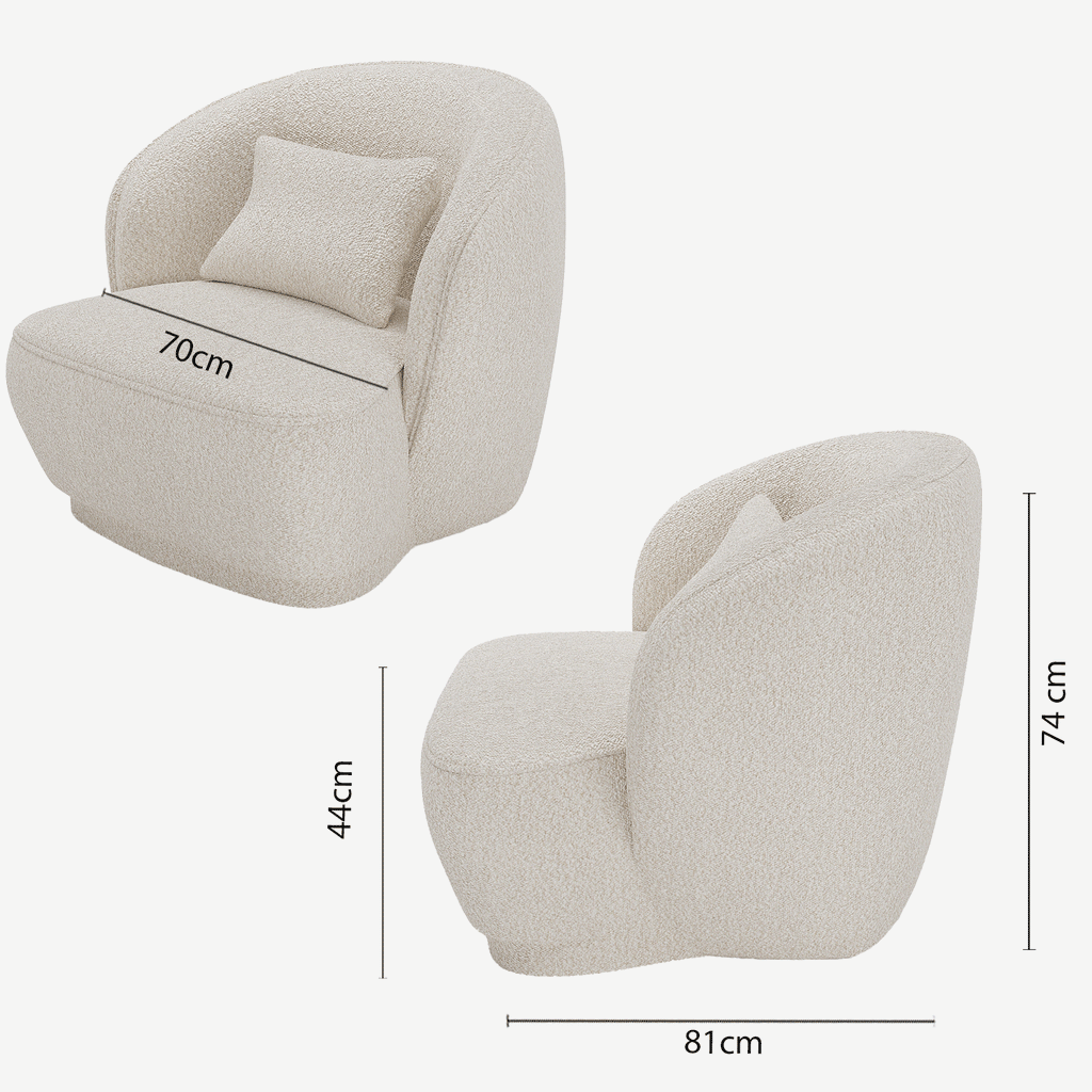 Fauteuil design bouclette gris-crème Pablo