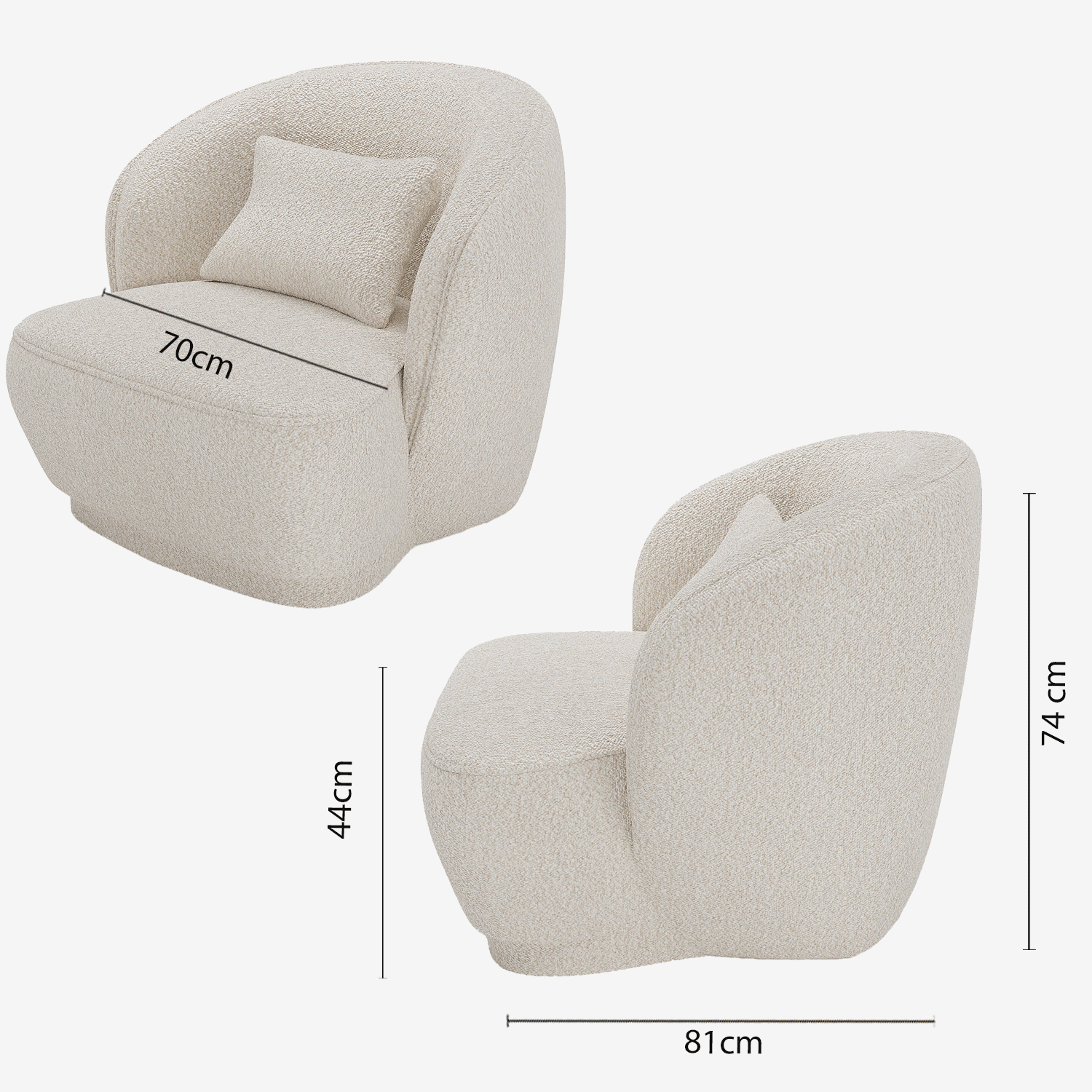 Fauteuil design bouclette gris-crème Pablo