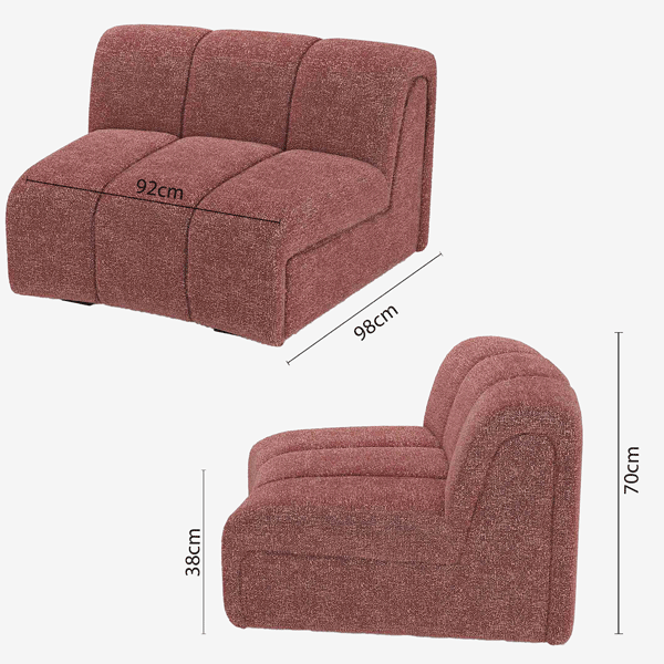 Chauffeuse d’angle pour canapé modulable en tissu bouclette rose Hélène