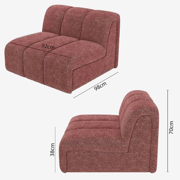 Canapé modulable en tissu bouclette rose Hélène