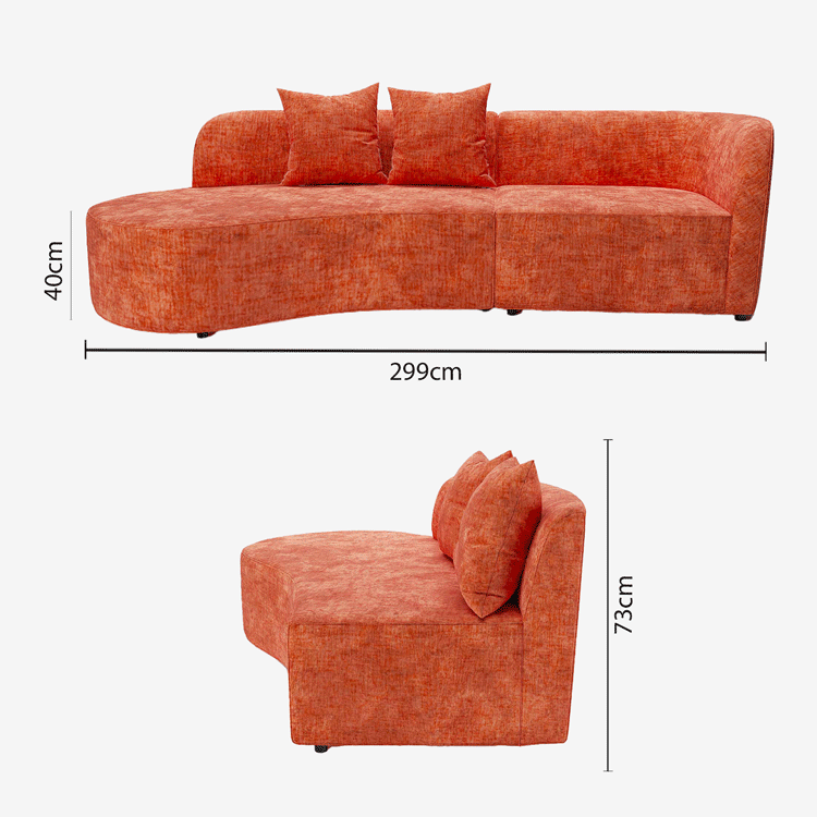 Canapé sectionnel incurvé 3-4 places en velours ocre Alba